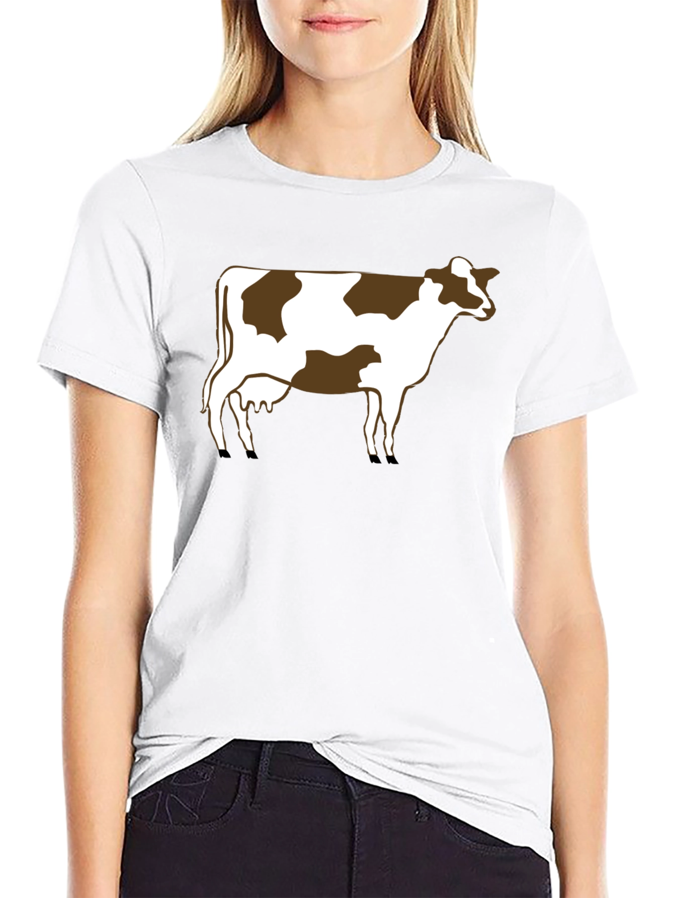 Cow Print T-Shirt - Casual Black Tee