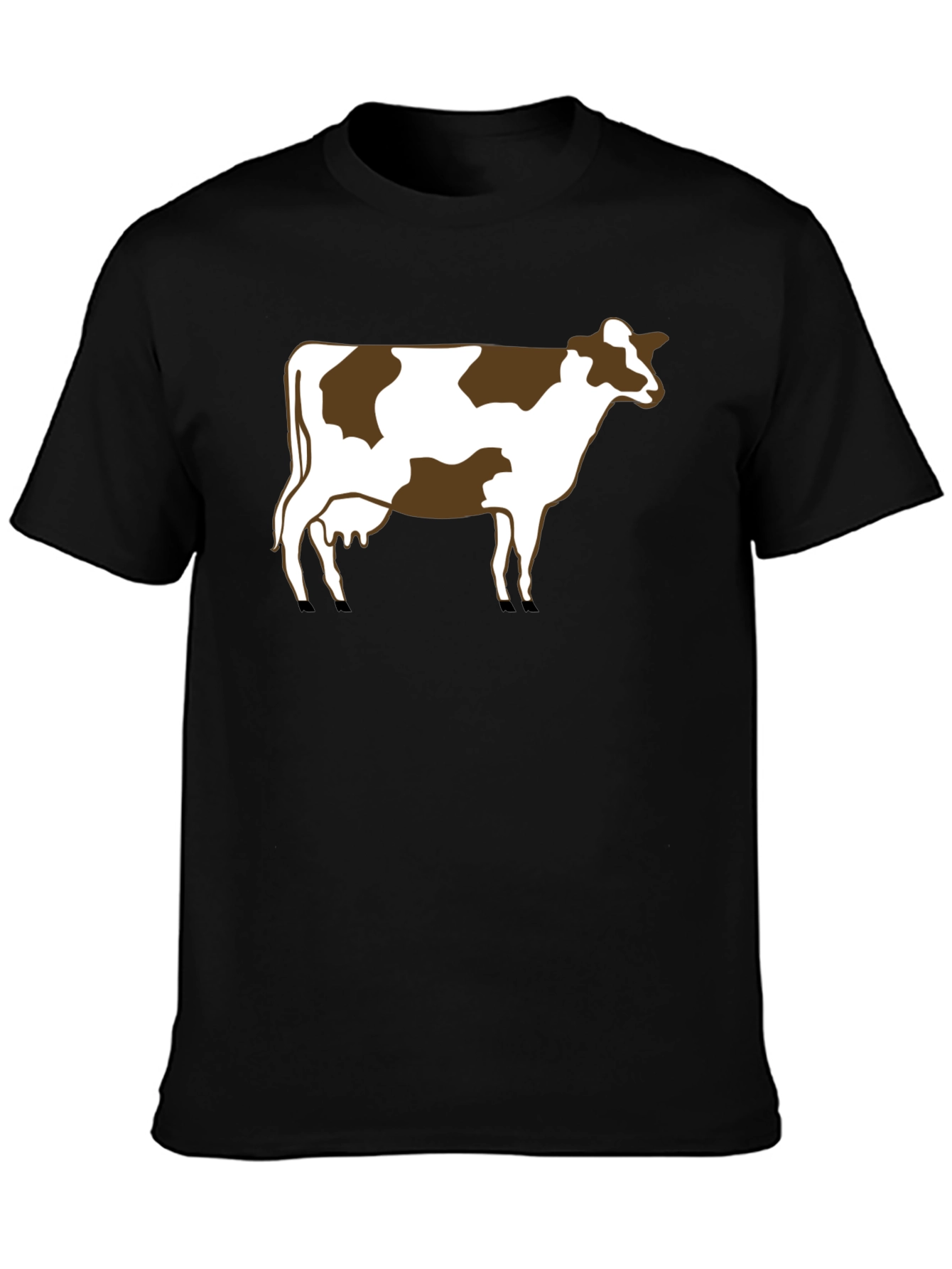 Cow Print T-Shirt - Casual Black Tee