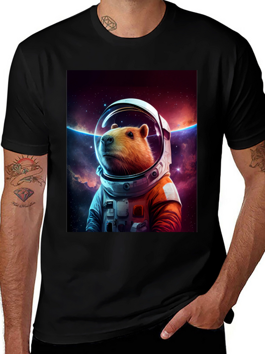 Capybara Astronaut Graphic Tee - Space Explorer Shirt