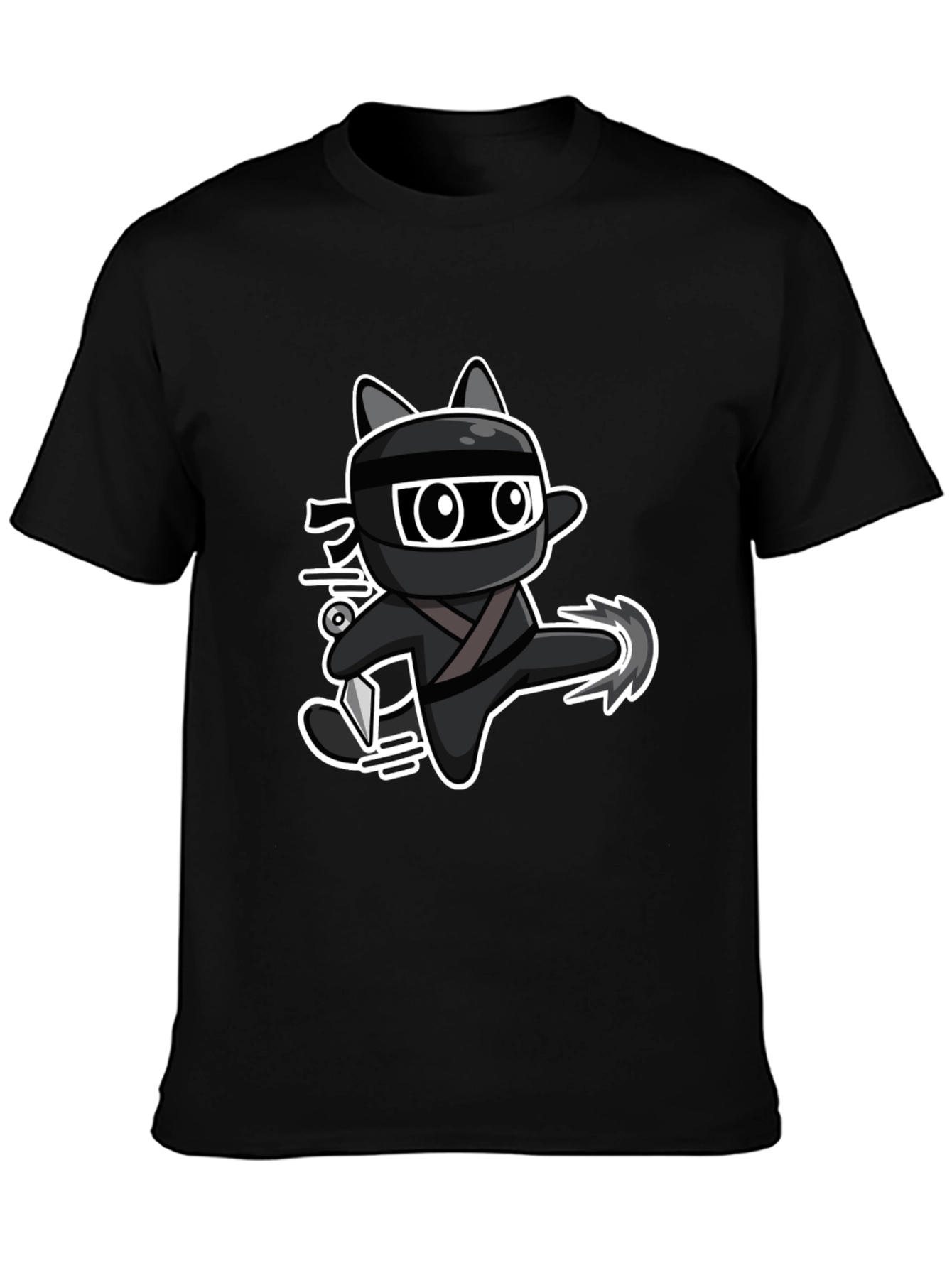 Ninja Cat Graphic Tee - Black