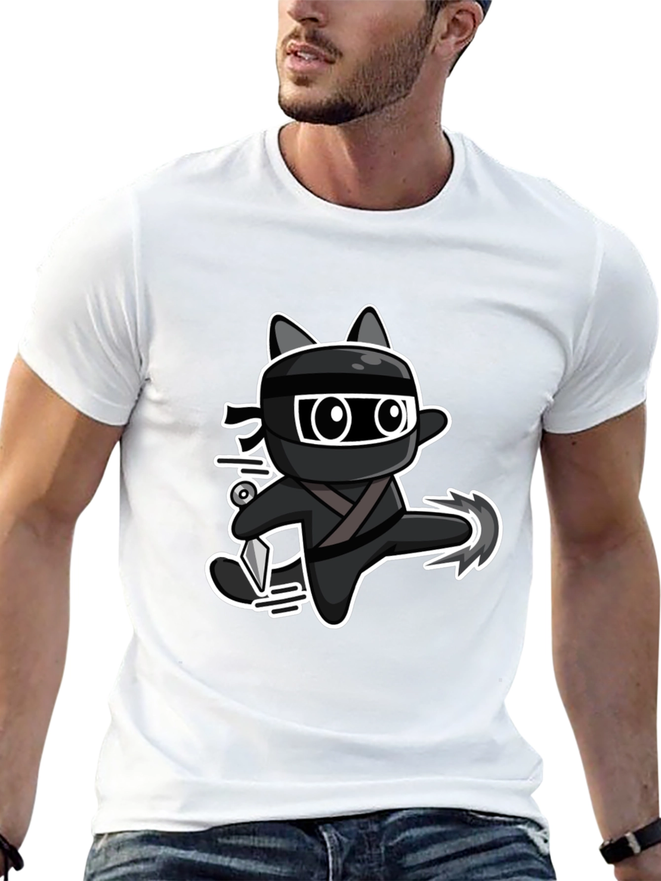 Ninja Cat Graphic Tee - Black
