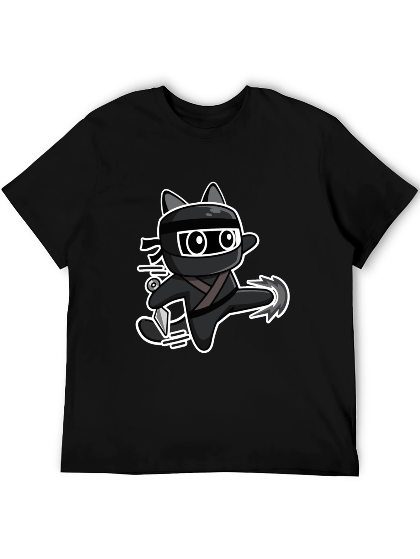Ninja Cat Graphic Tee - Black