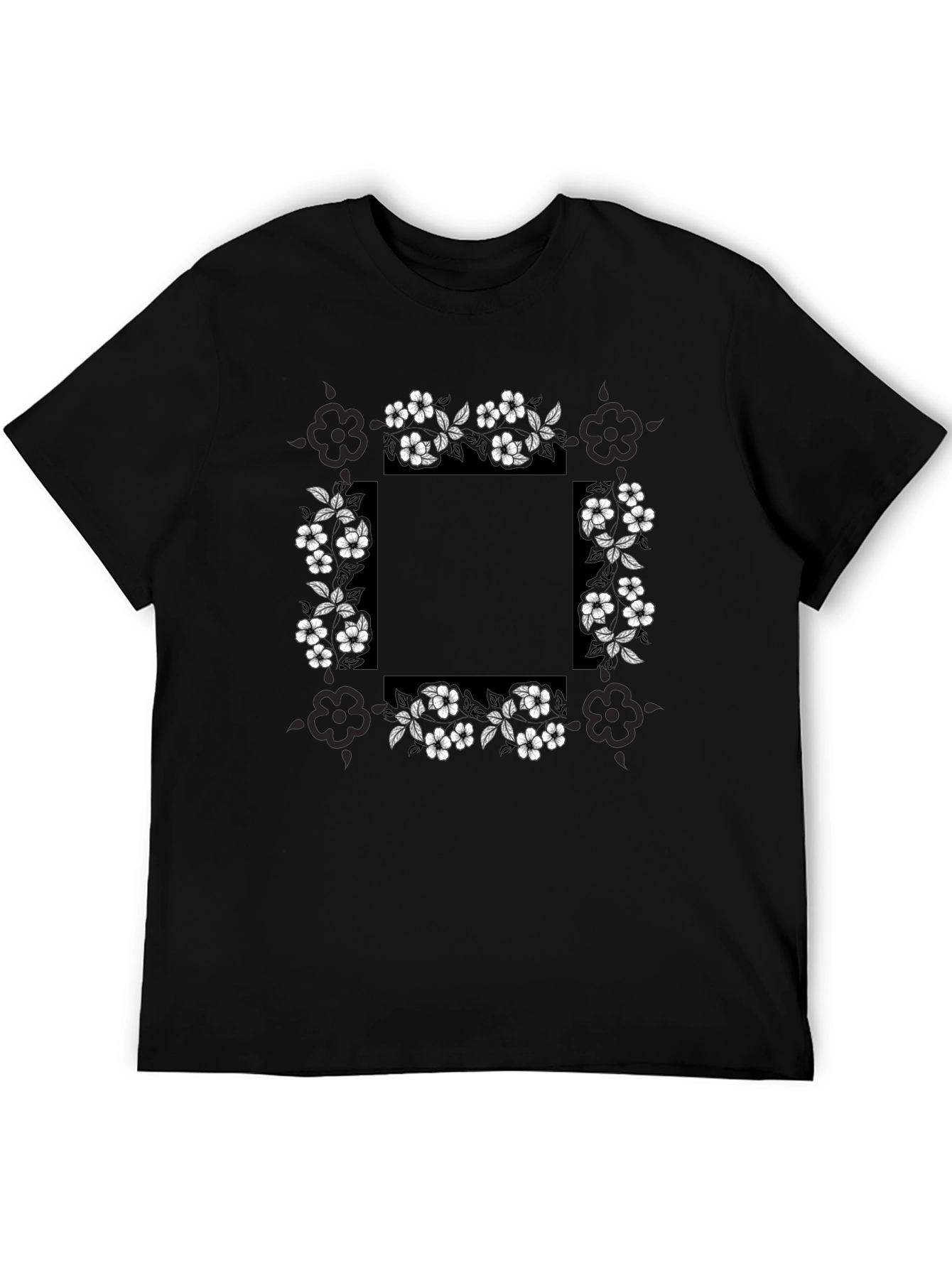 Floral Border Graphic Print T-Shirt