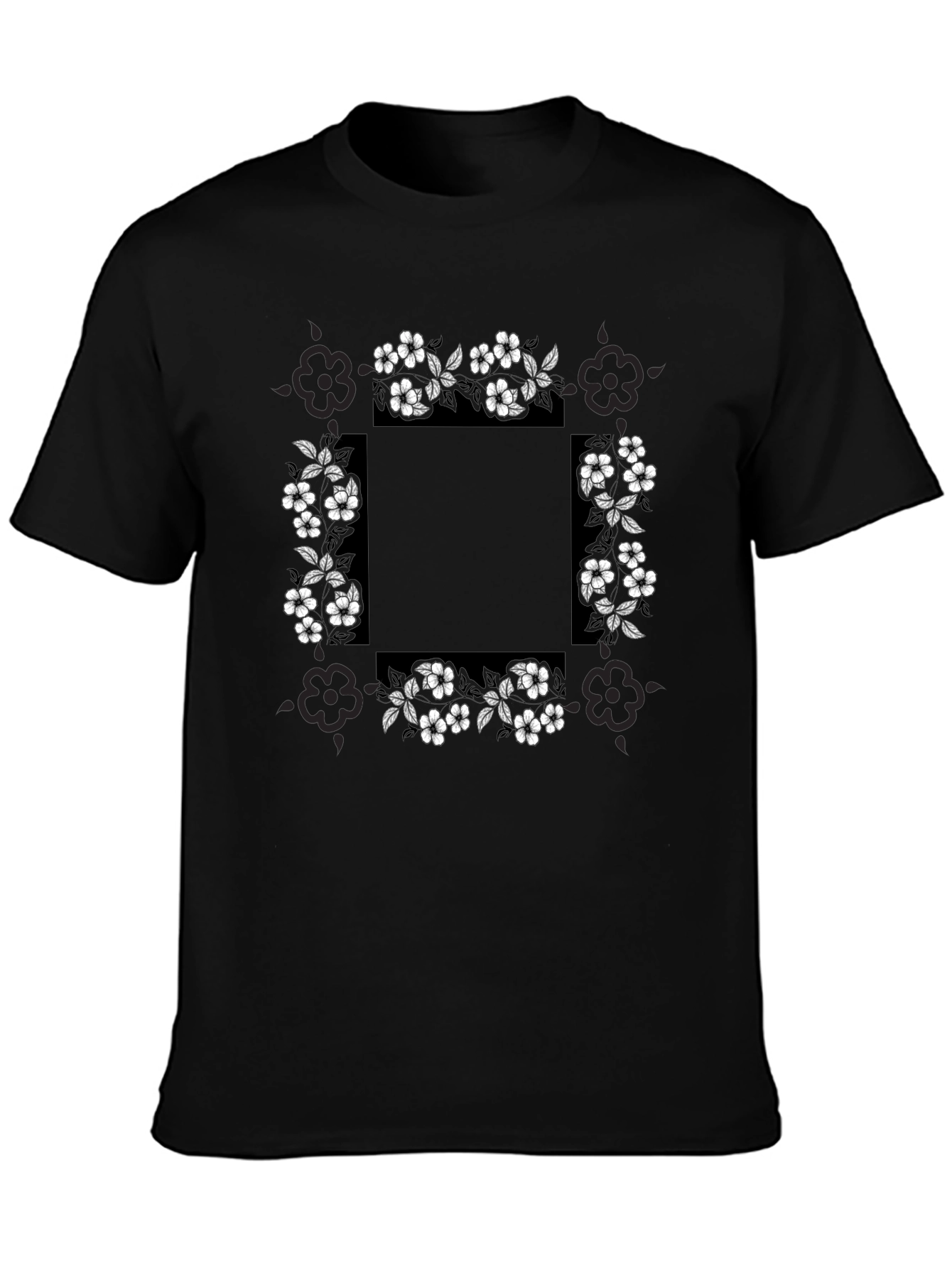 Floral Border Graphic Print T-Shirt