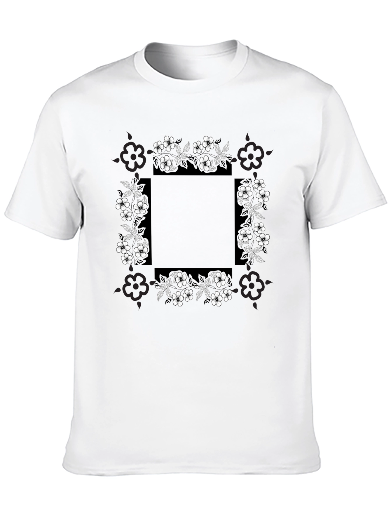 Floral Border Graphic Print T-Shirt