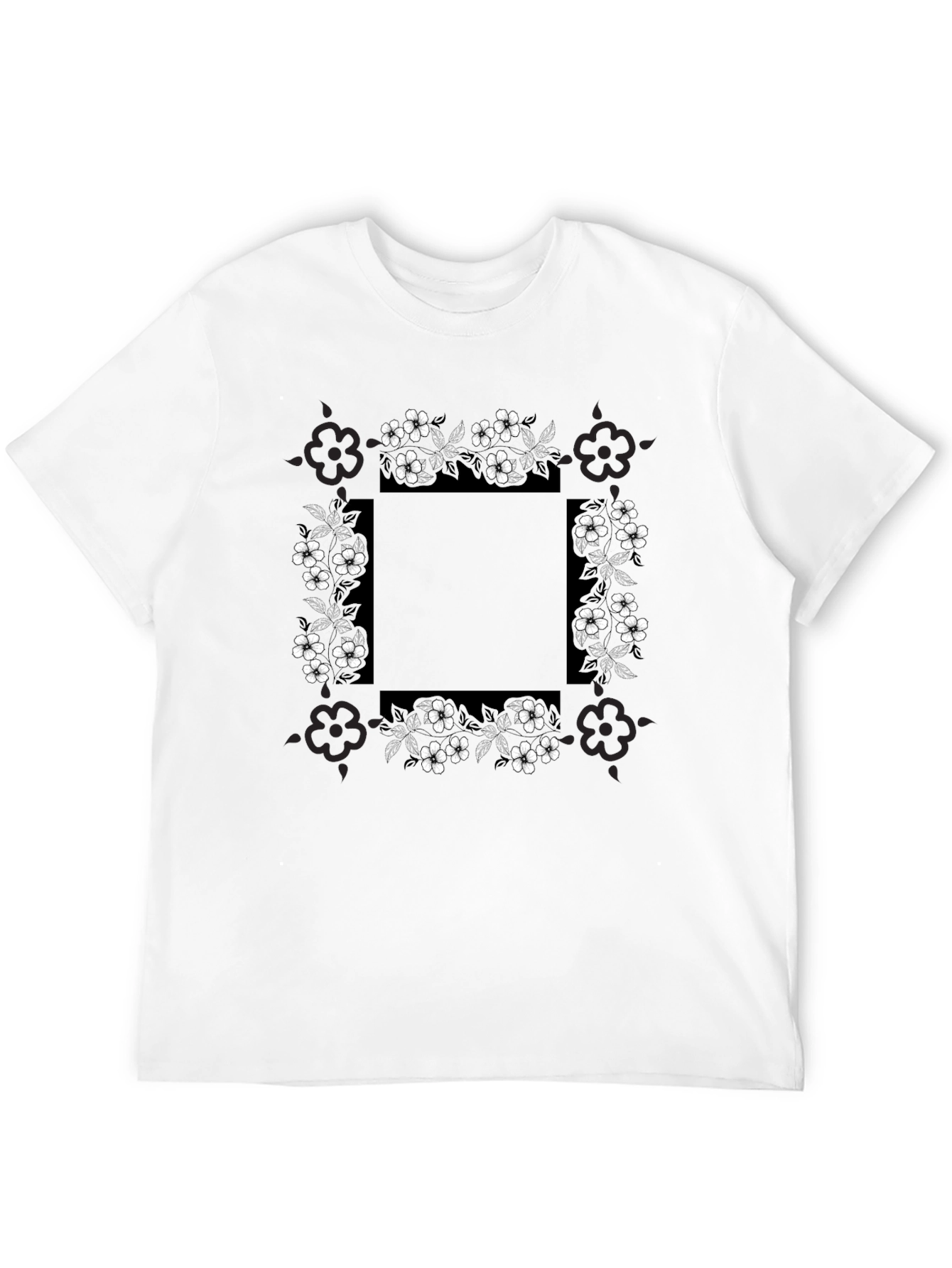 Floral Border Graphic Print T-Shirt