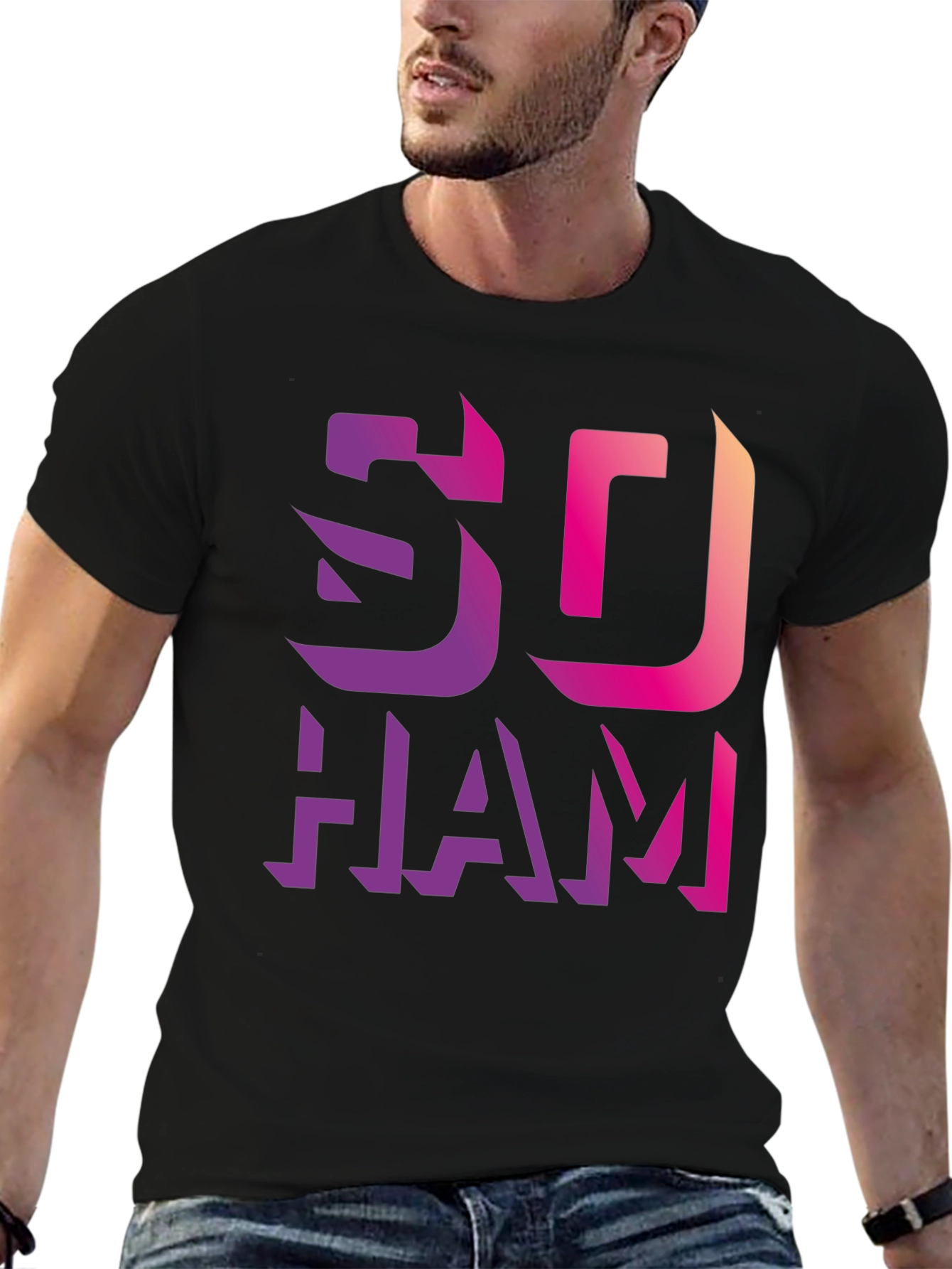 Gradient SO HAM Graphic Black T-Shirt