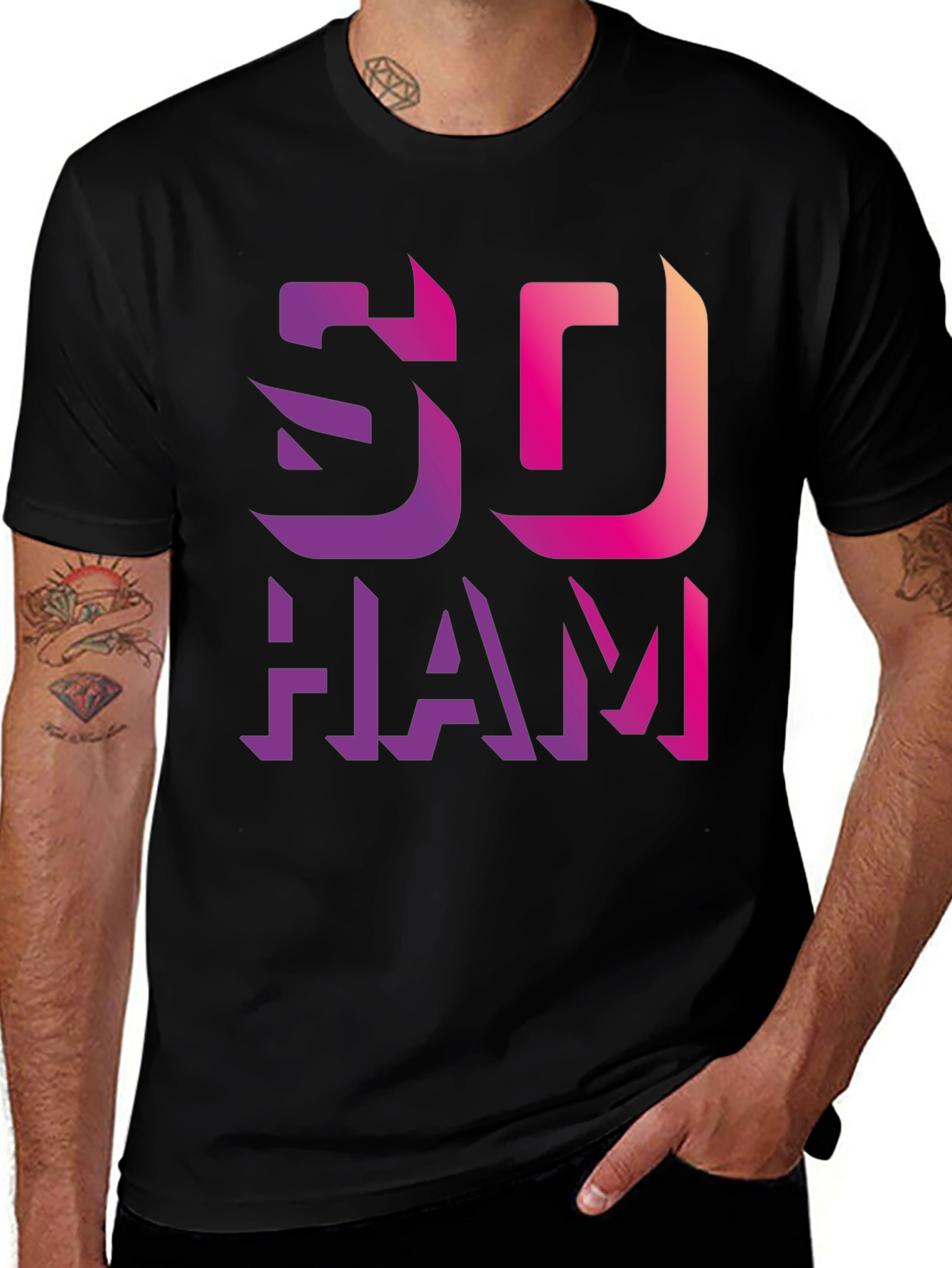 Gradient SO HAM Graphic Black T-Shirt