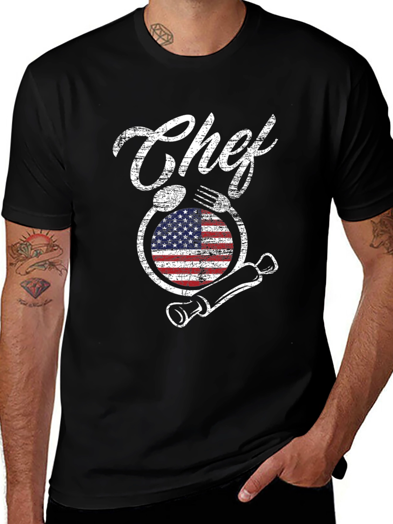Chef USA Flag Graphic T-Shirt