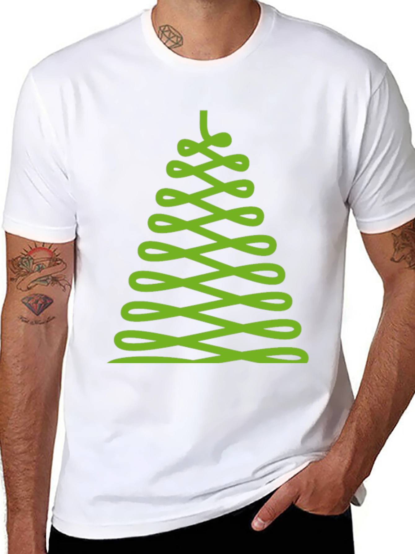 Abstract Christmas Tree Graphic Tee - Black