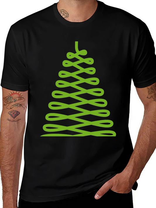 Abstract Christmas Tree Graphic Tee - Black