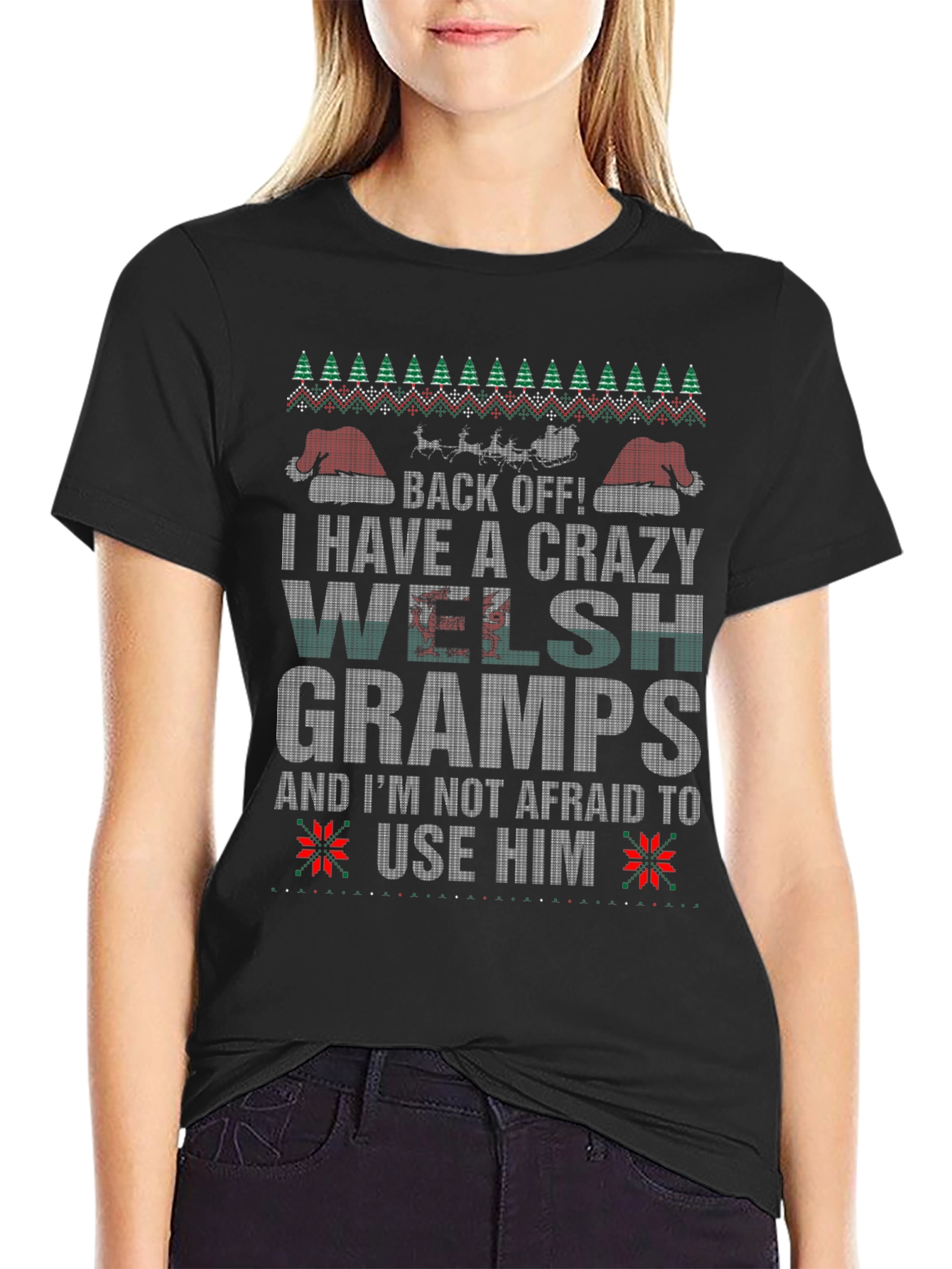 Crazy Welsh Gramps Christmas T-Shirt - Back Off!