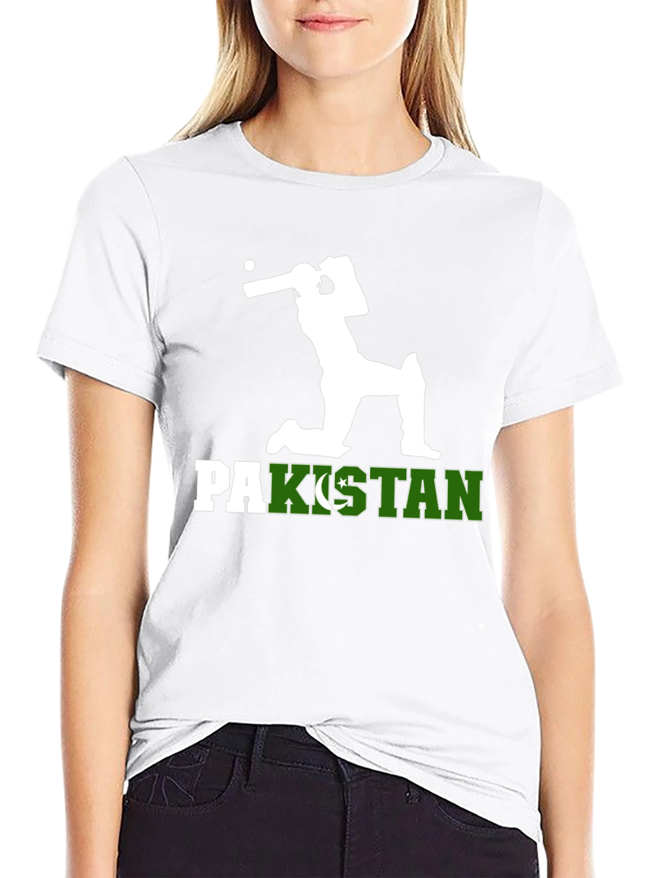 Pakistan Cricket T-Shirt - Batsman Silhouette