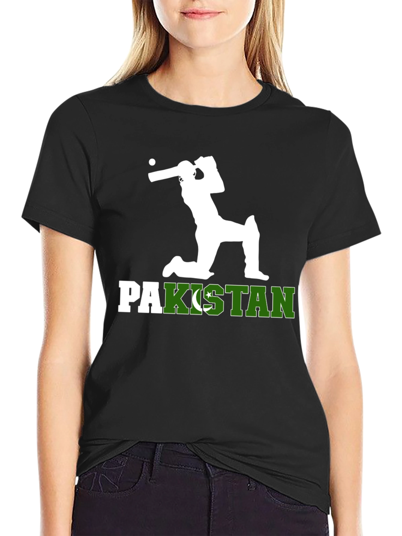 Pakistan Cricket T-Shirt - Batsman Silhouette