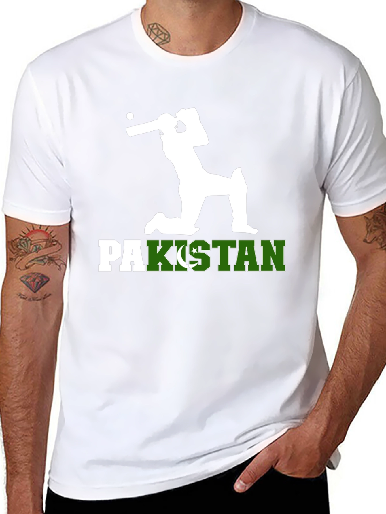 Pakistan Cricket T-Shirt - Batsman Silhouette