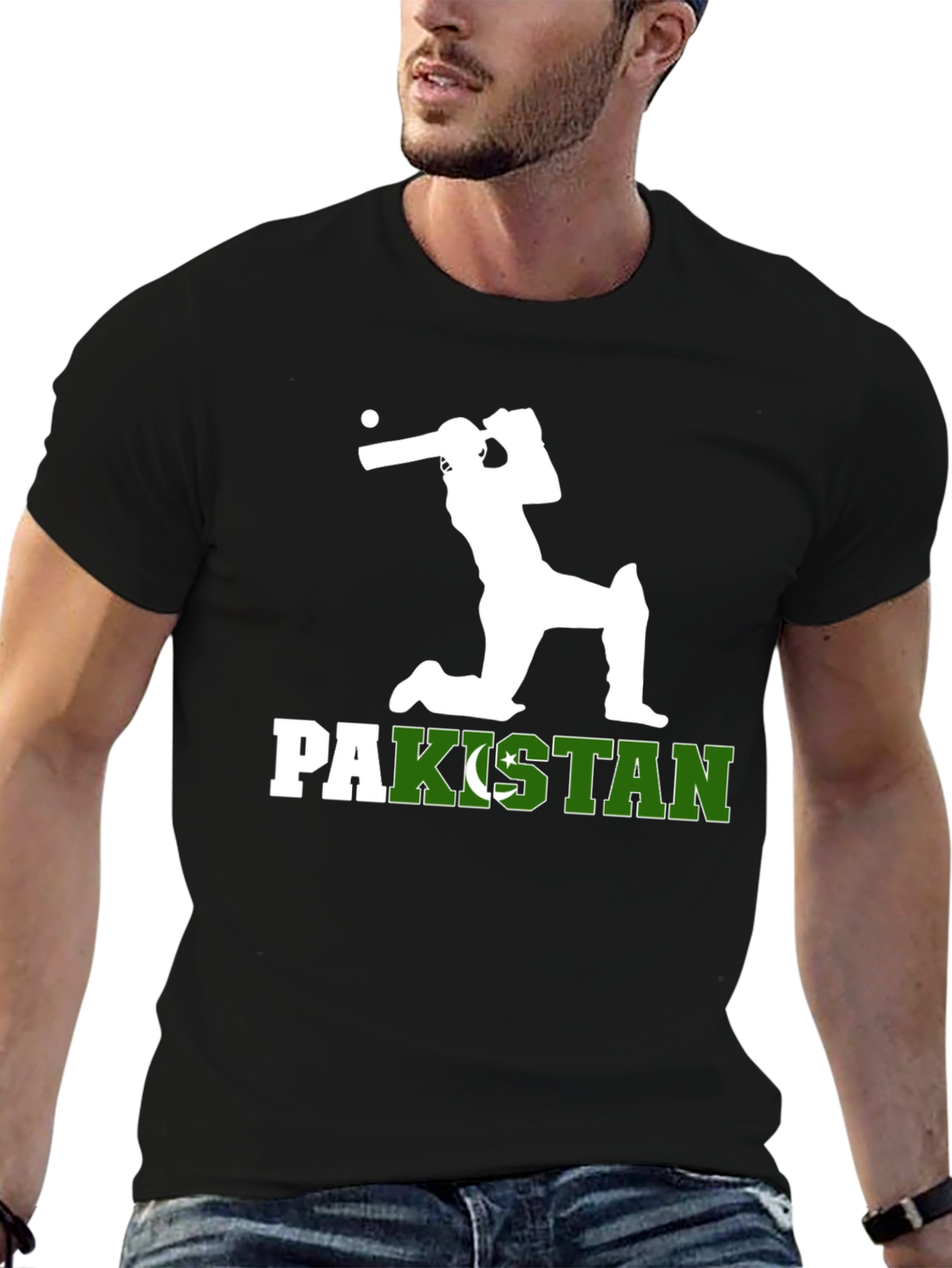 Pakistan Cricket T-Shirt - Batsman Silhouette