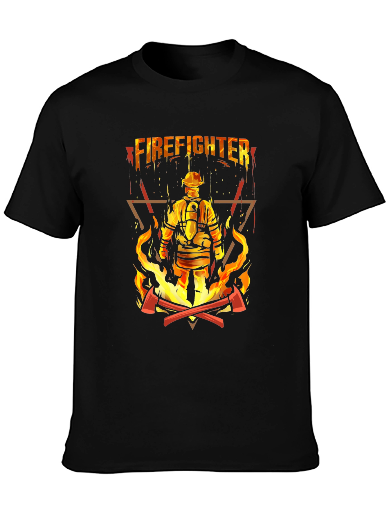 Firefighter Graphic Tee - Black Cotton T-Shirt