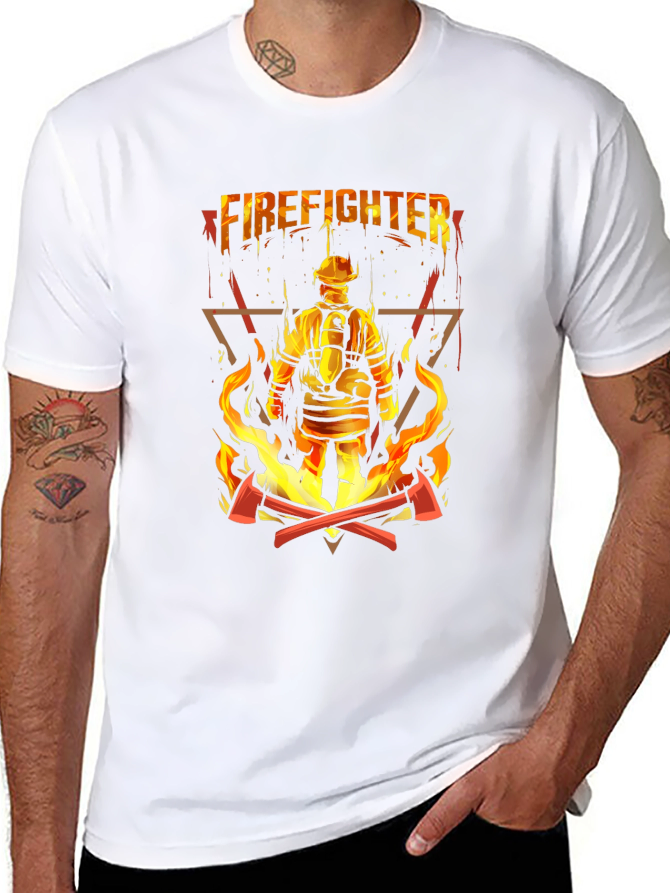 Firefighter Graphic Tee - Black Cotton T-Shirt
