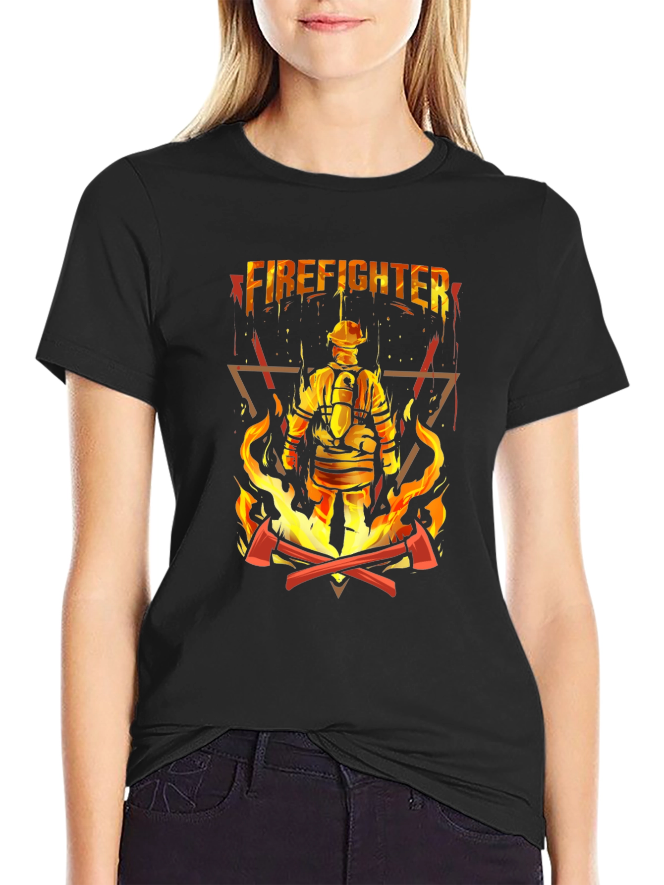 Firefighter Graphic Tee - Black Cotton T-Shirt
