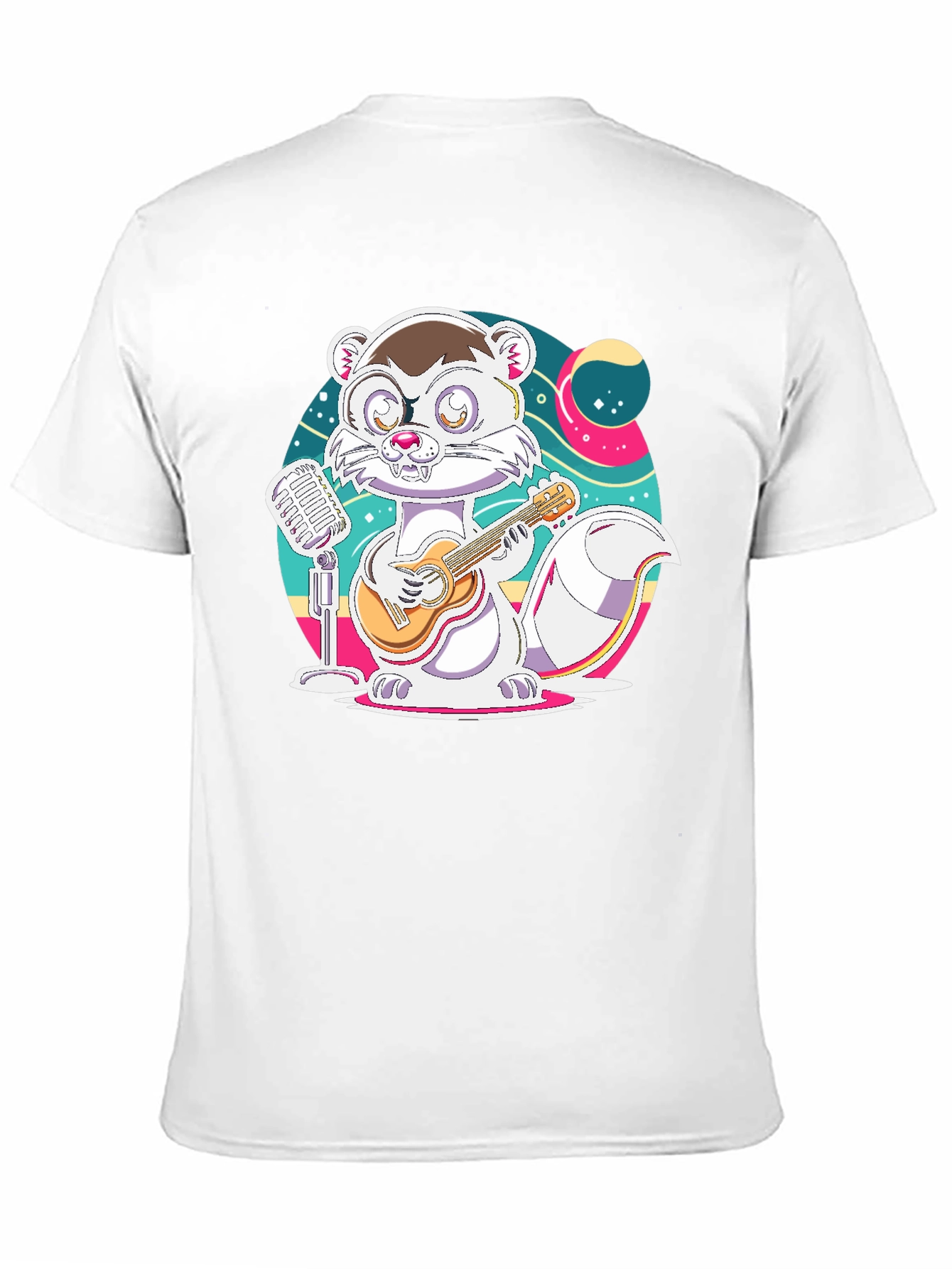 Cartoon Weasel Musician Graphic Tee