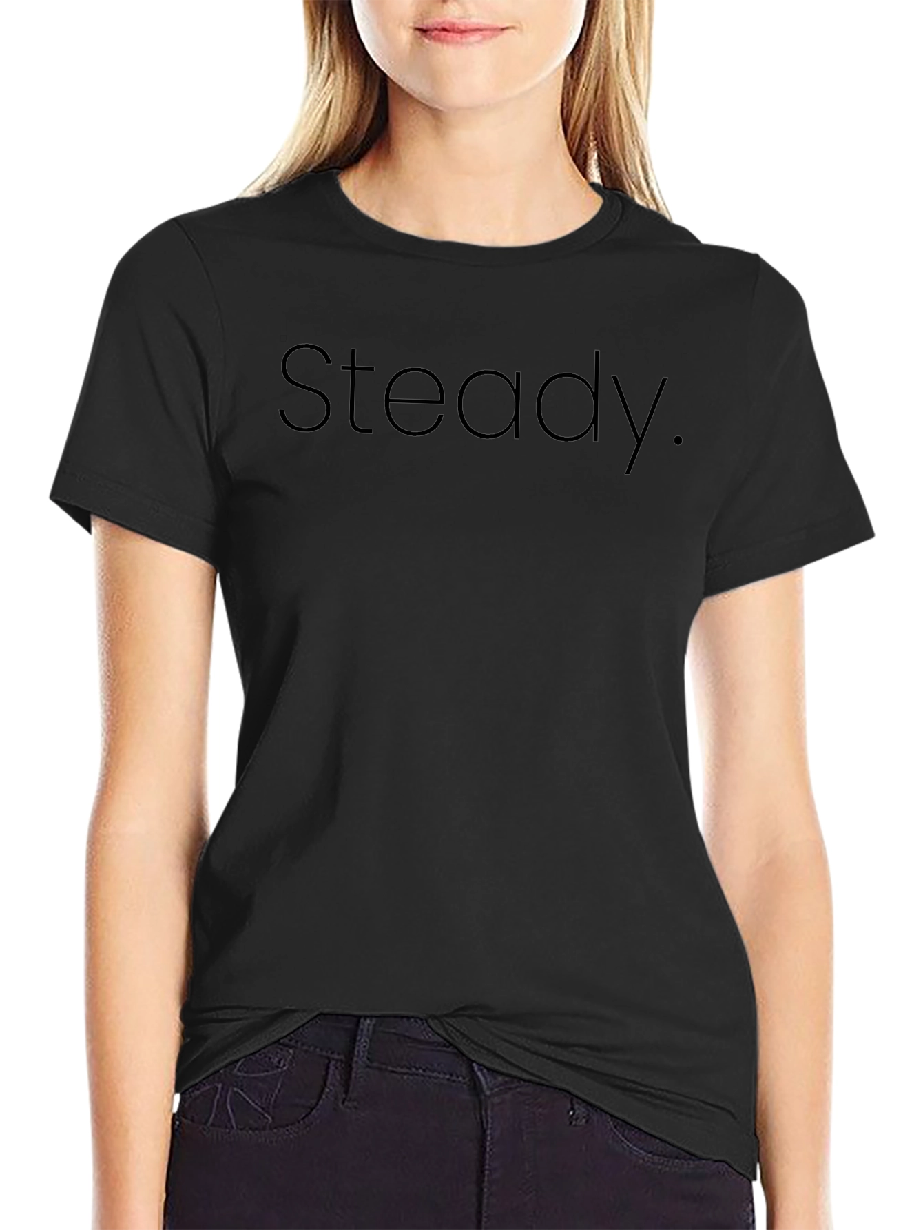 Steady Black Graphic Tee - Soft Cotton Blend