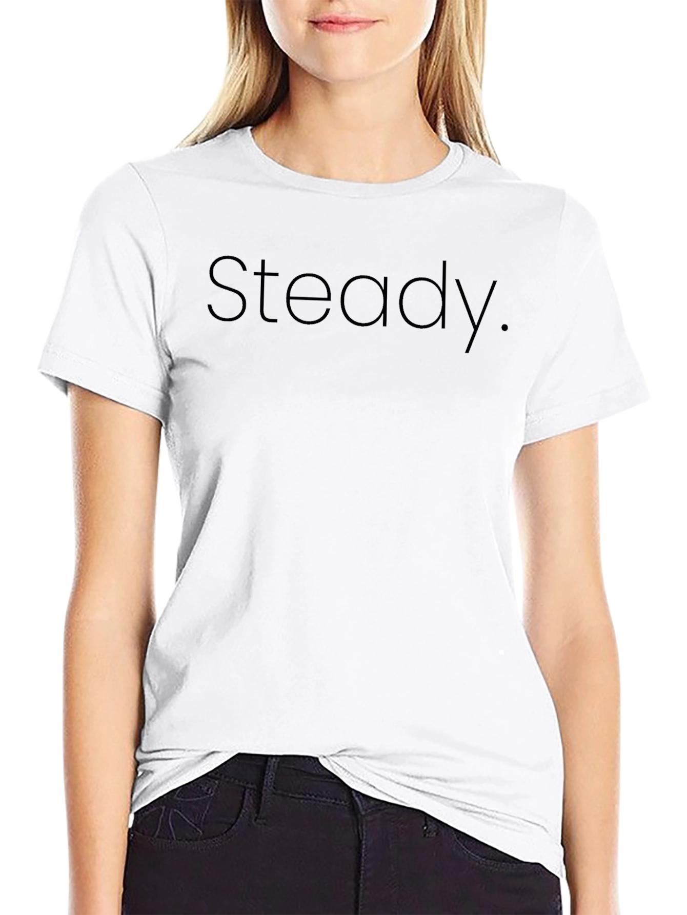 Steady Black Graphic Tee - Soft Cotton Blend