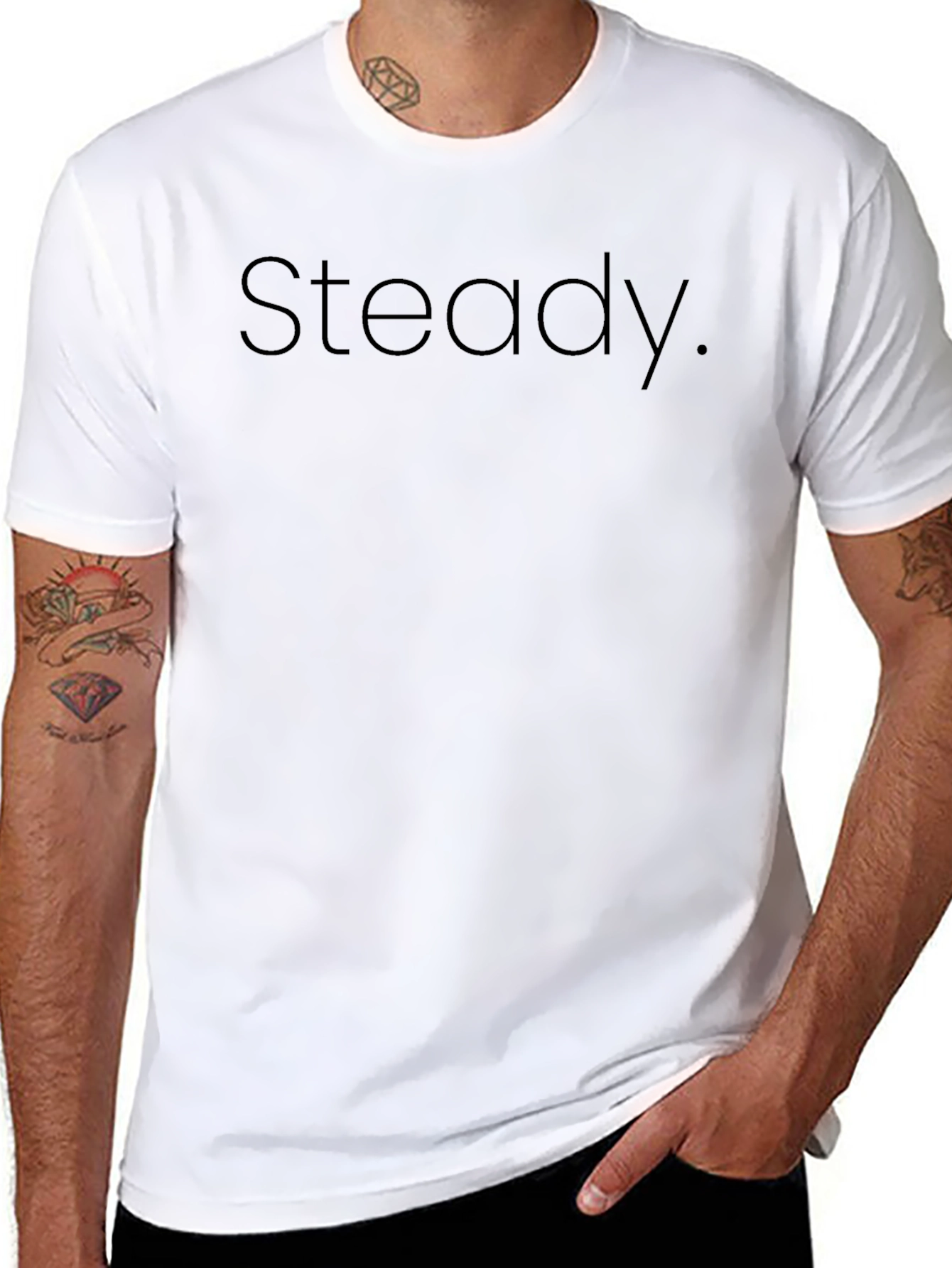 Steady Black Graphic Tee - Soft Cotton Blend