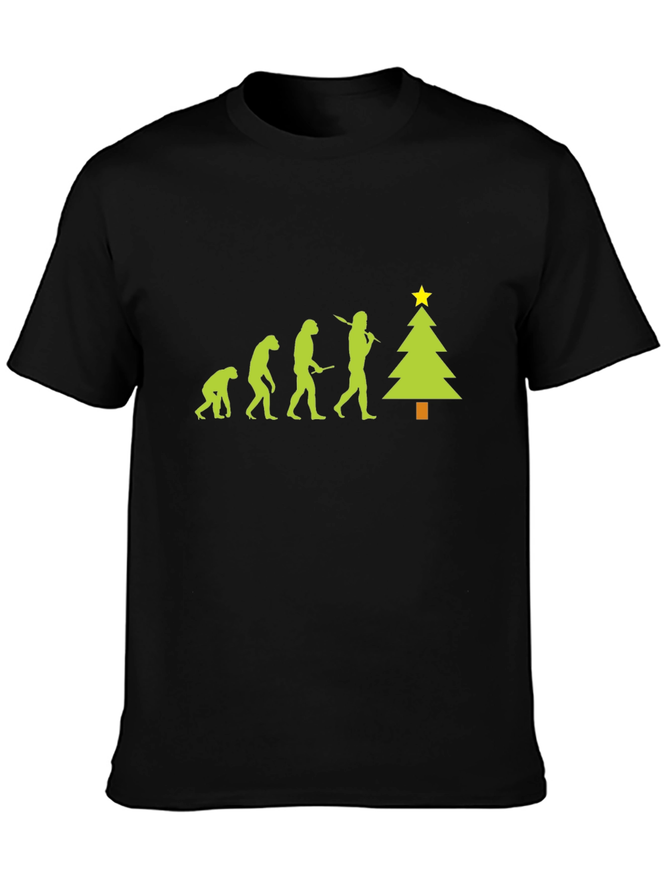 Evolution to Christmas Tree Black T-Shirt