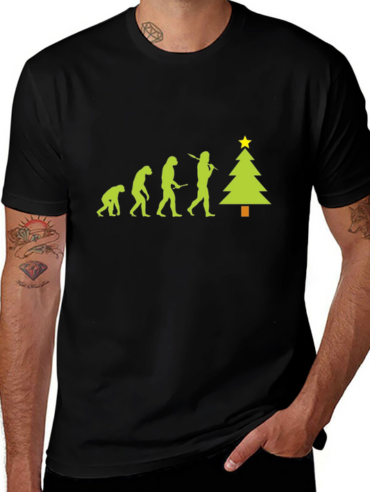 Evolution to Christmas Tree Black T-Shirt