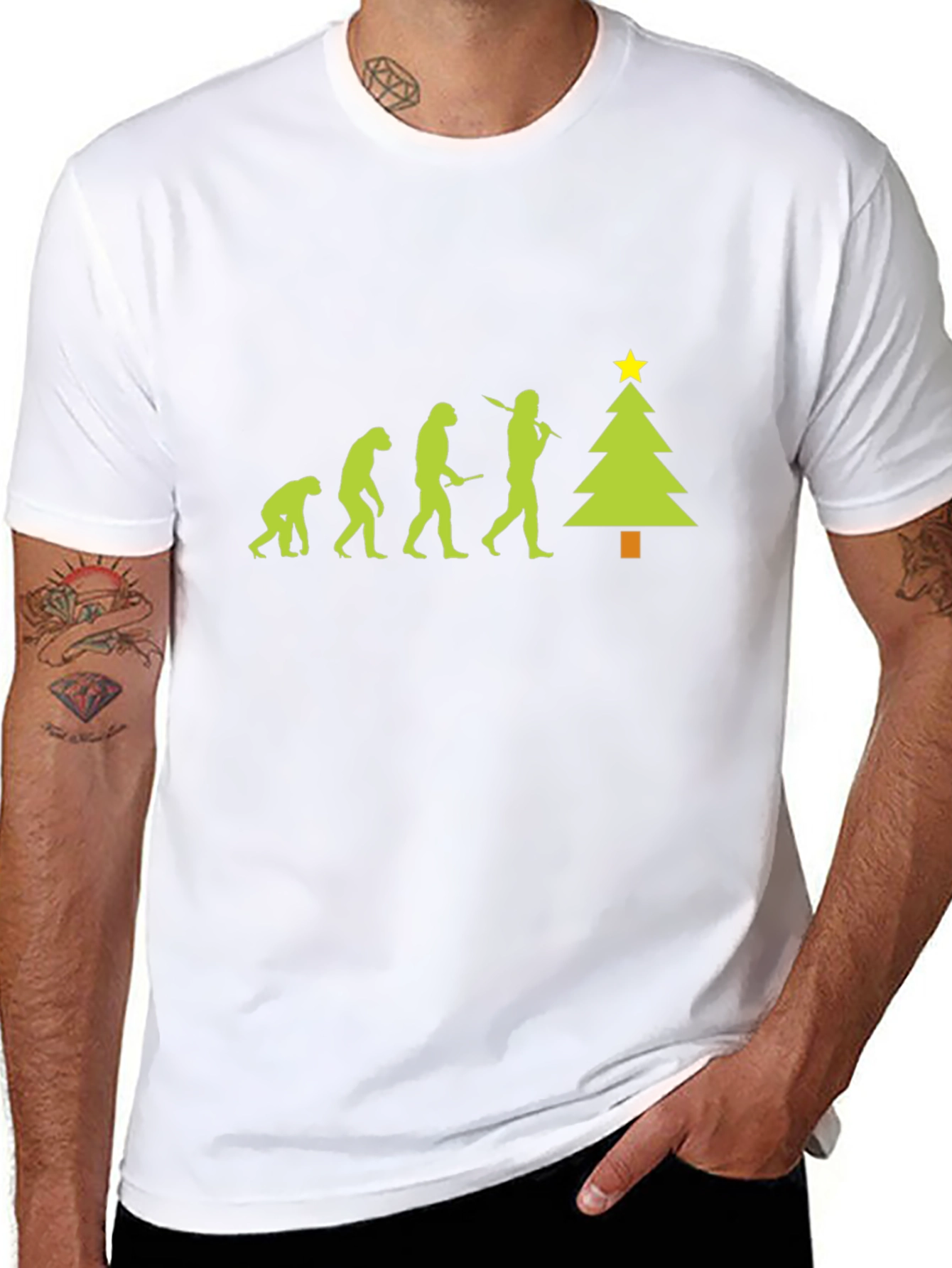 Evolution to Christmas Tree Black T-Shirt