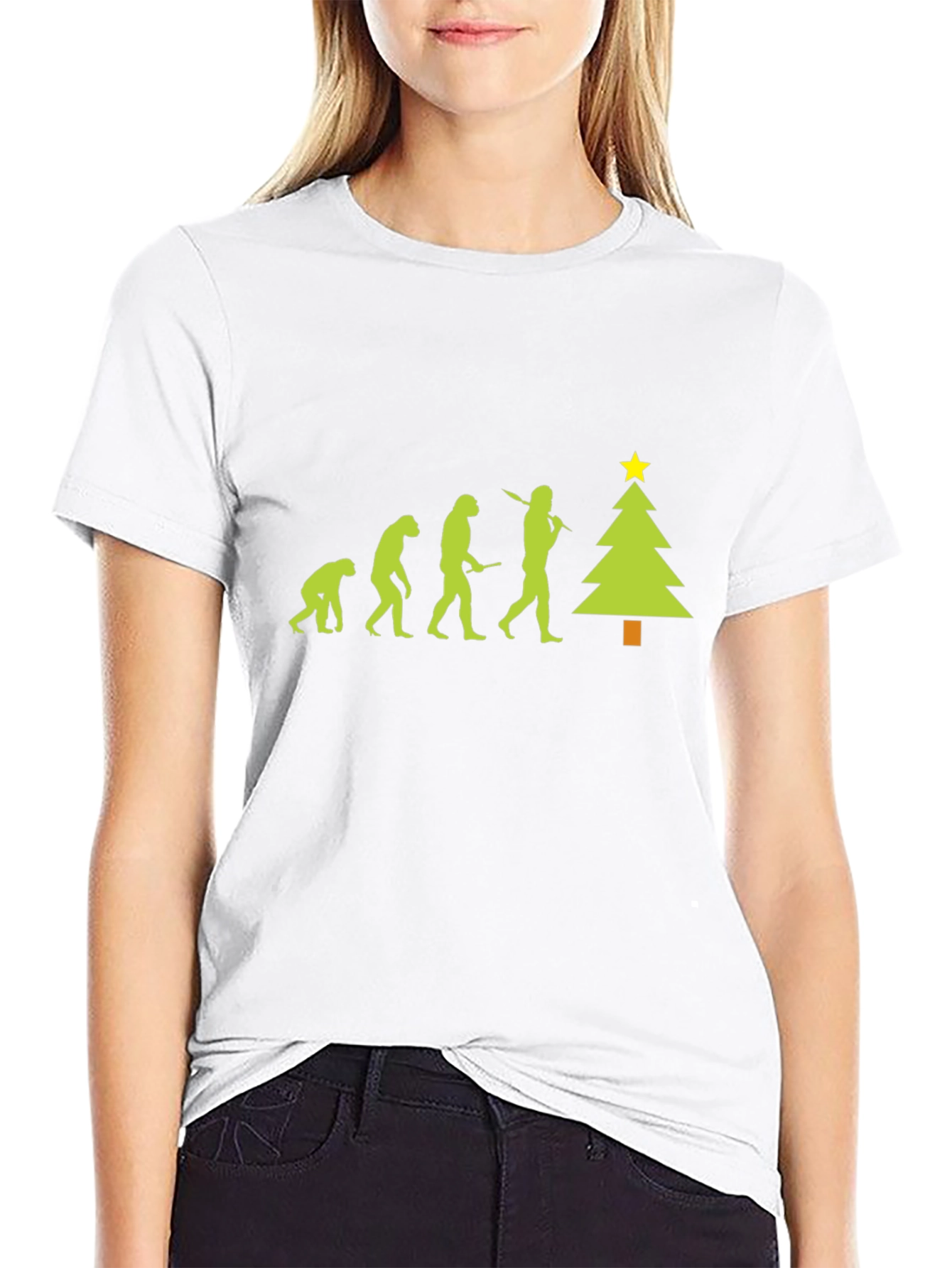 Evolution to Christmas Tree Black T-Shirt