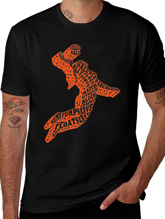 Volleyball Word Art Tee - Black Sport Shirt