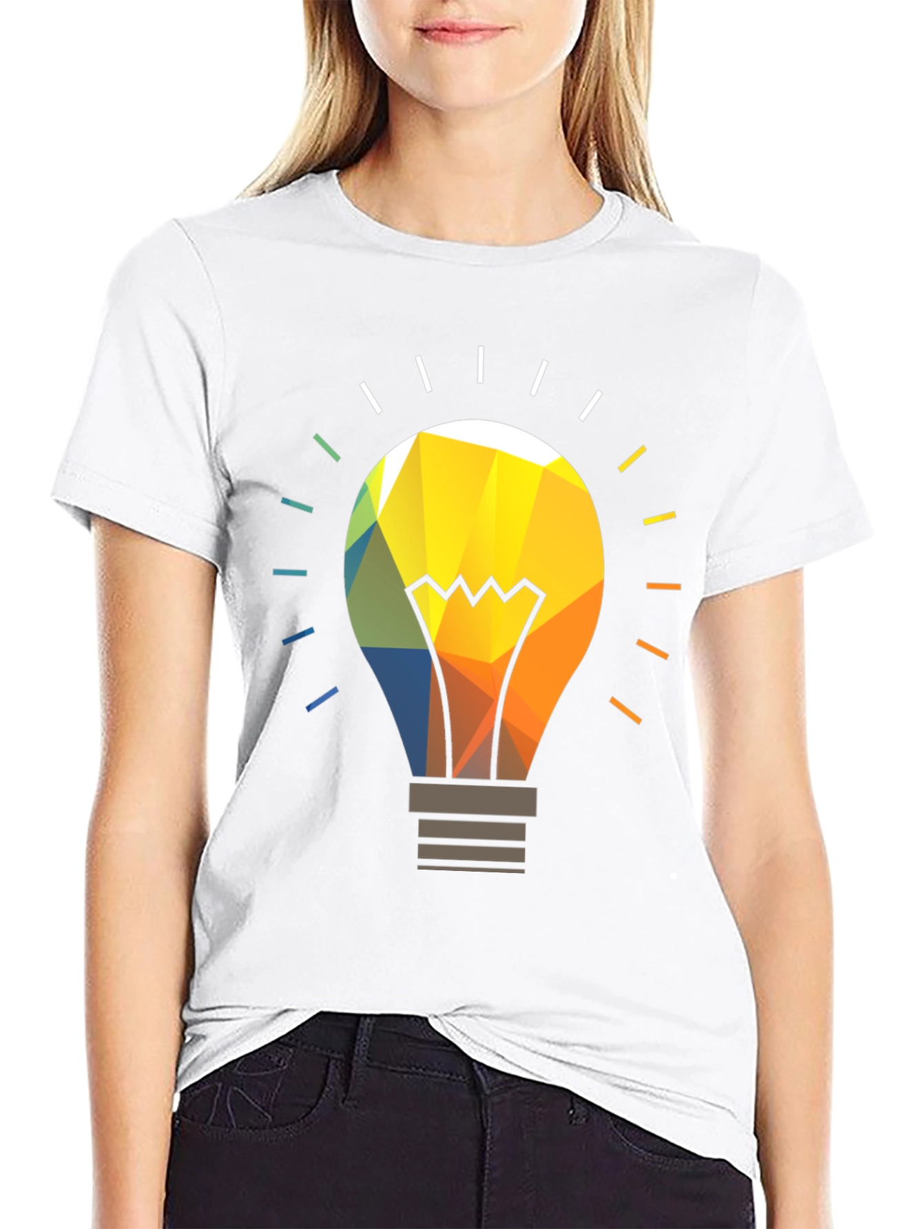 Geometric Light Bulb Graphic Tee - Modern Idea T-Shirt