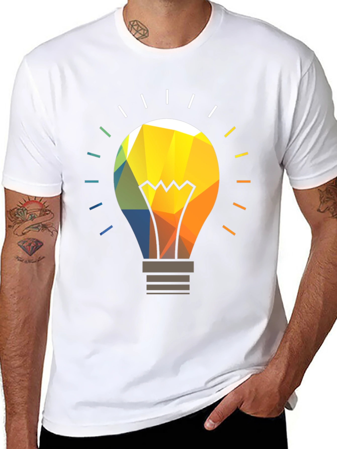 Geometric Light Bulb Graphic Tee - Modern Idea T-Shirt