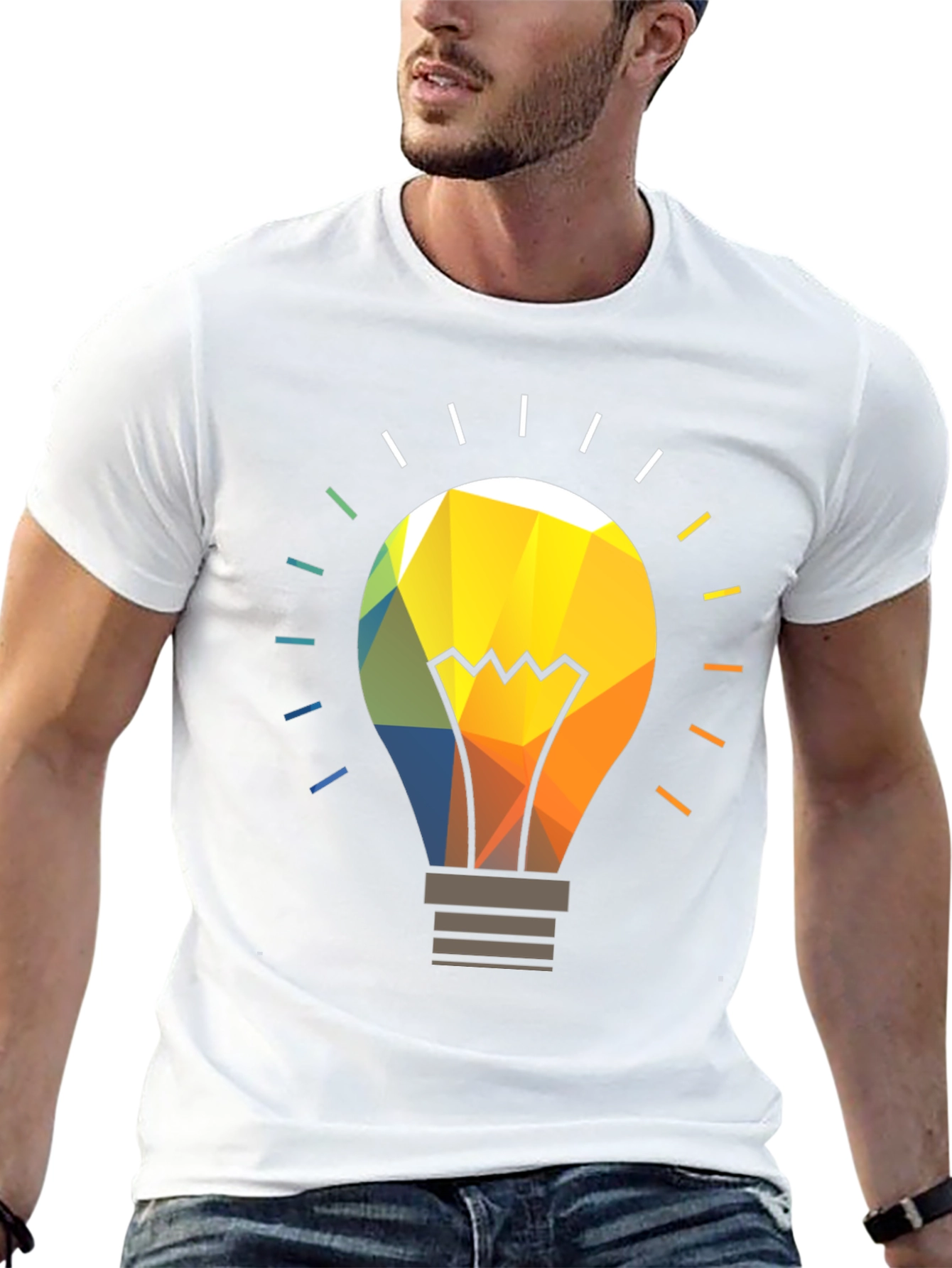 Geometric Light Bulb Graphic Tee - Modern Idea T-Shirt