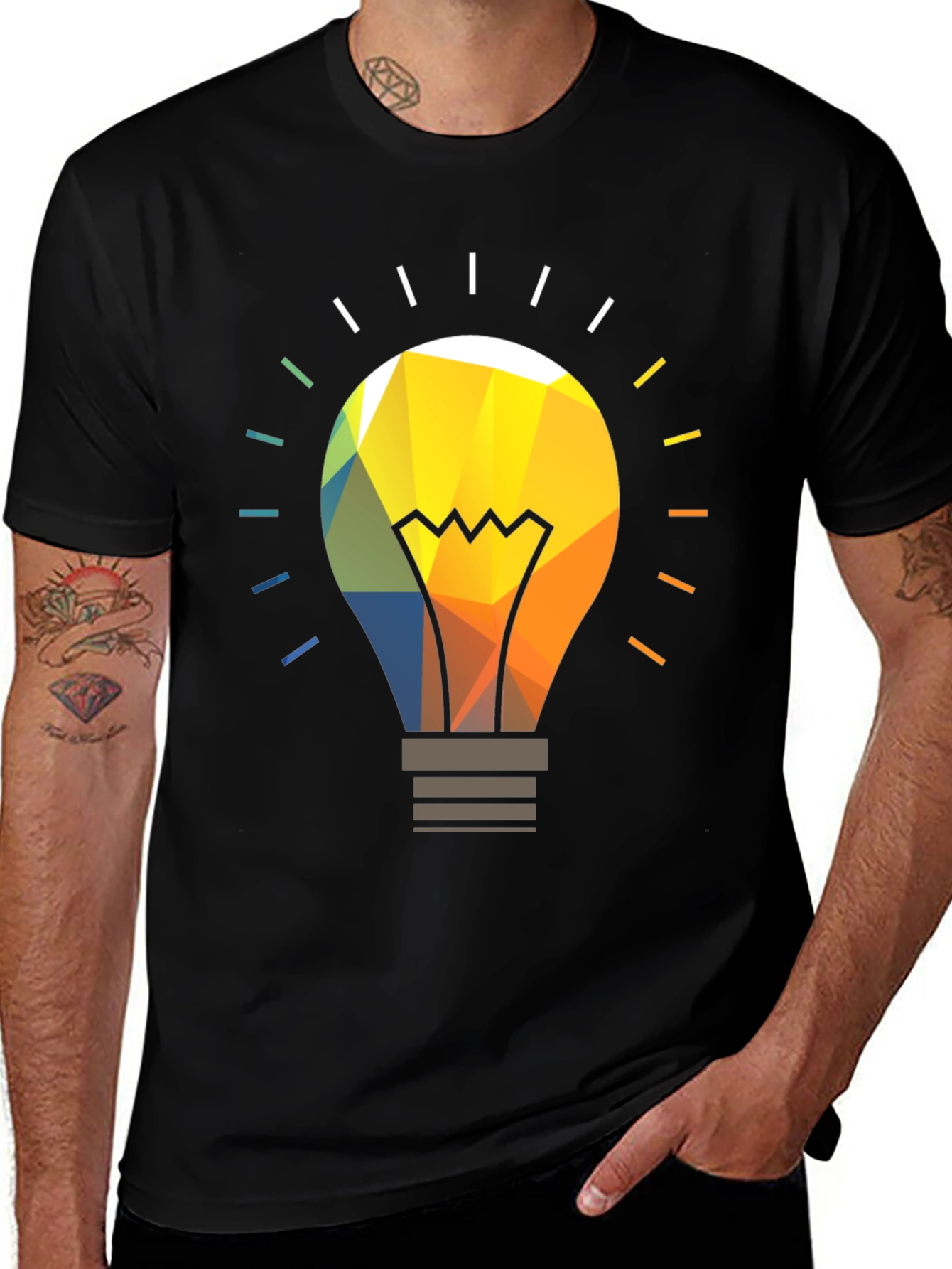 Geometric Light Bulb Graphic Tee - Modern Idea T-Shirt