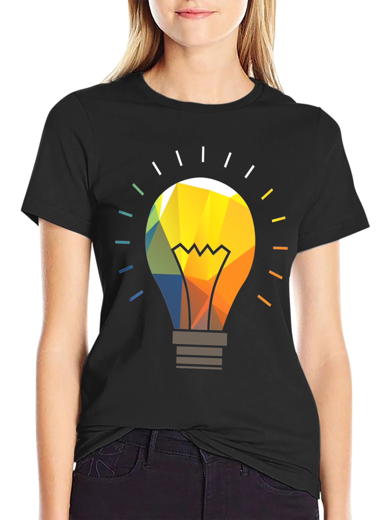 Geometric Light Bulb Graphic Tee - Modern Idea T-Shirt