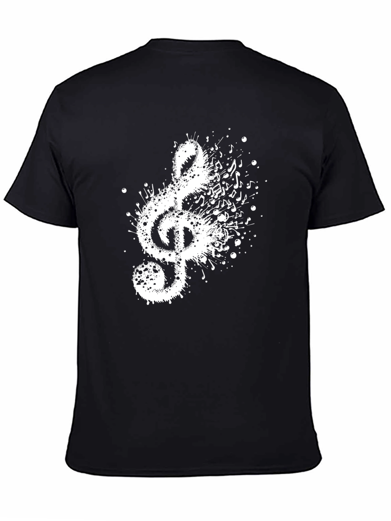Musical Note Splash Mens Black T-Shirt