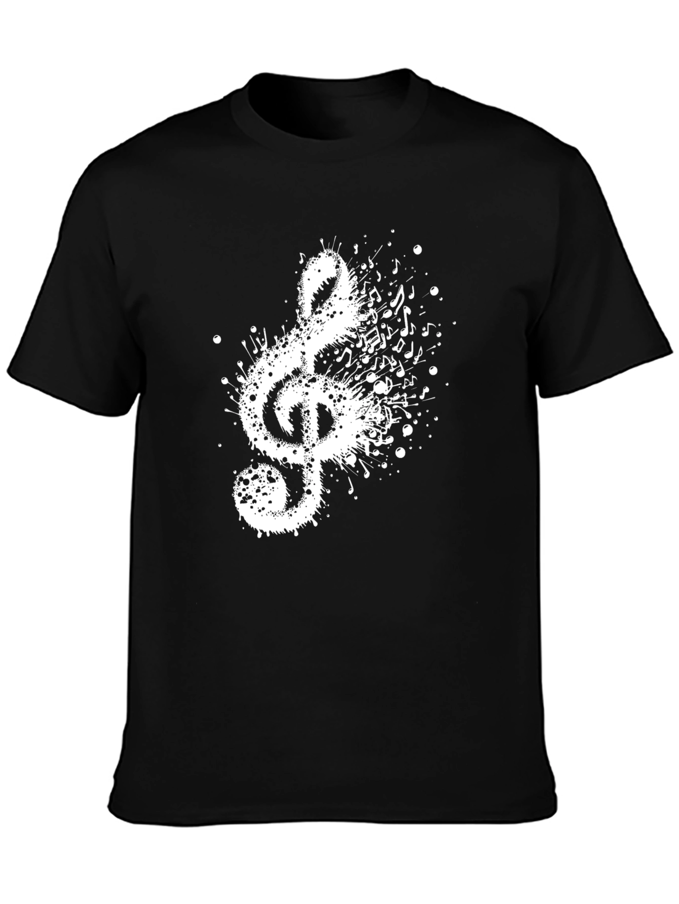 Musical Note Splash Mens Black T-Shirt