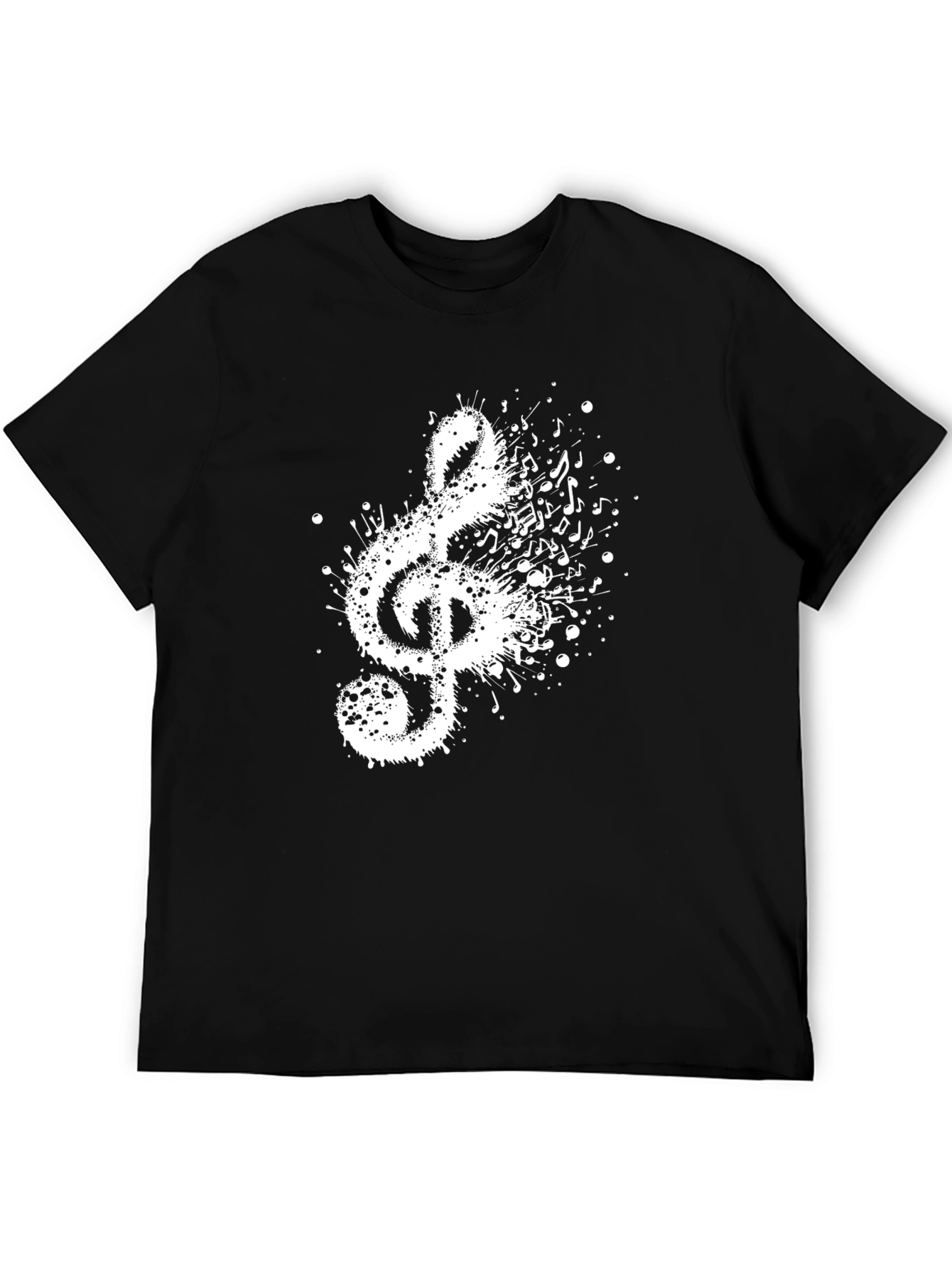 Musical Note Splash Mens Black T-Shirt
