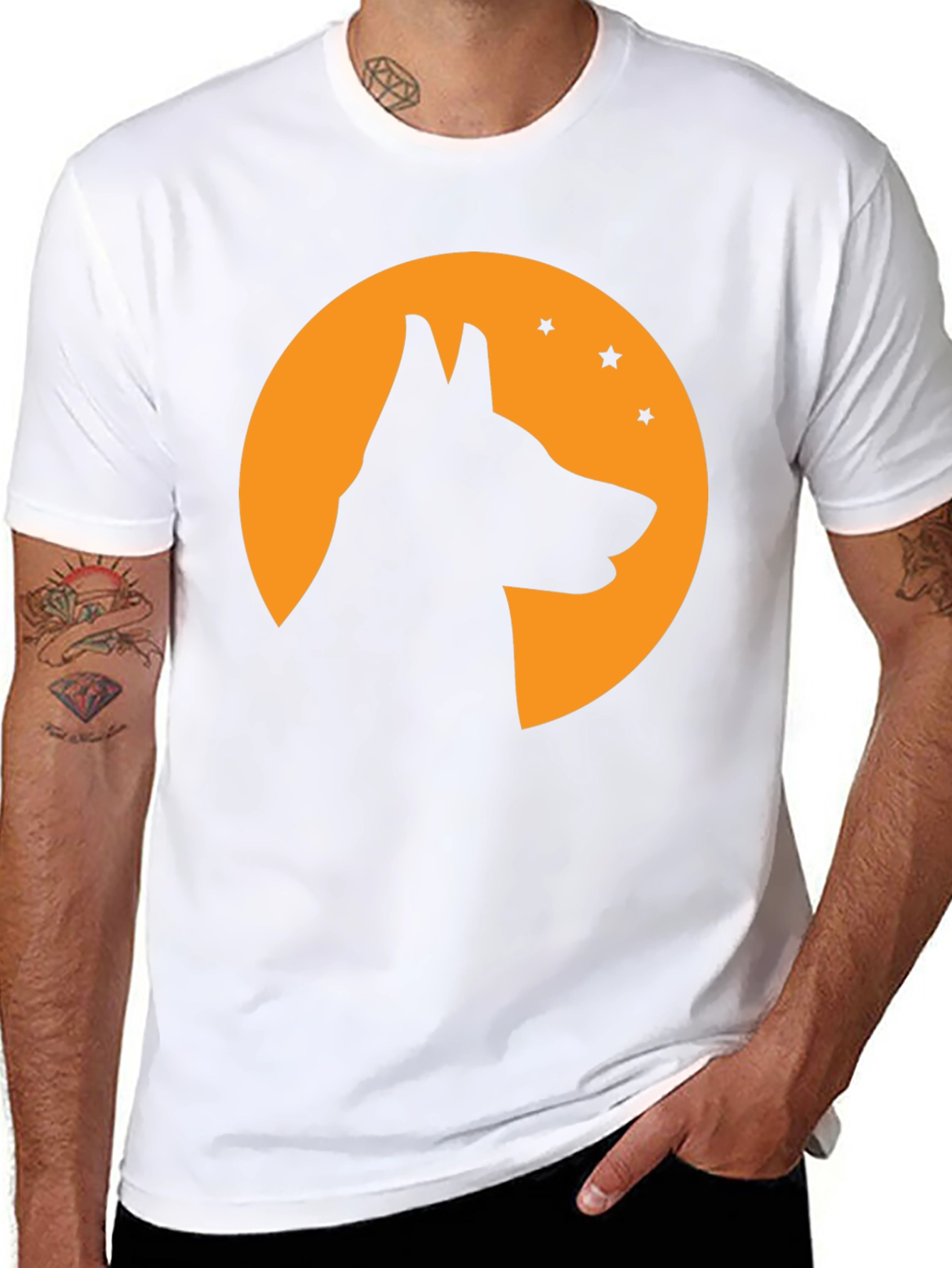 Dog Silhouette Moon T-Shirt - Halloween Tee