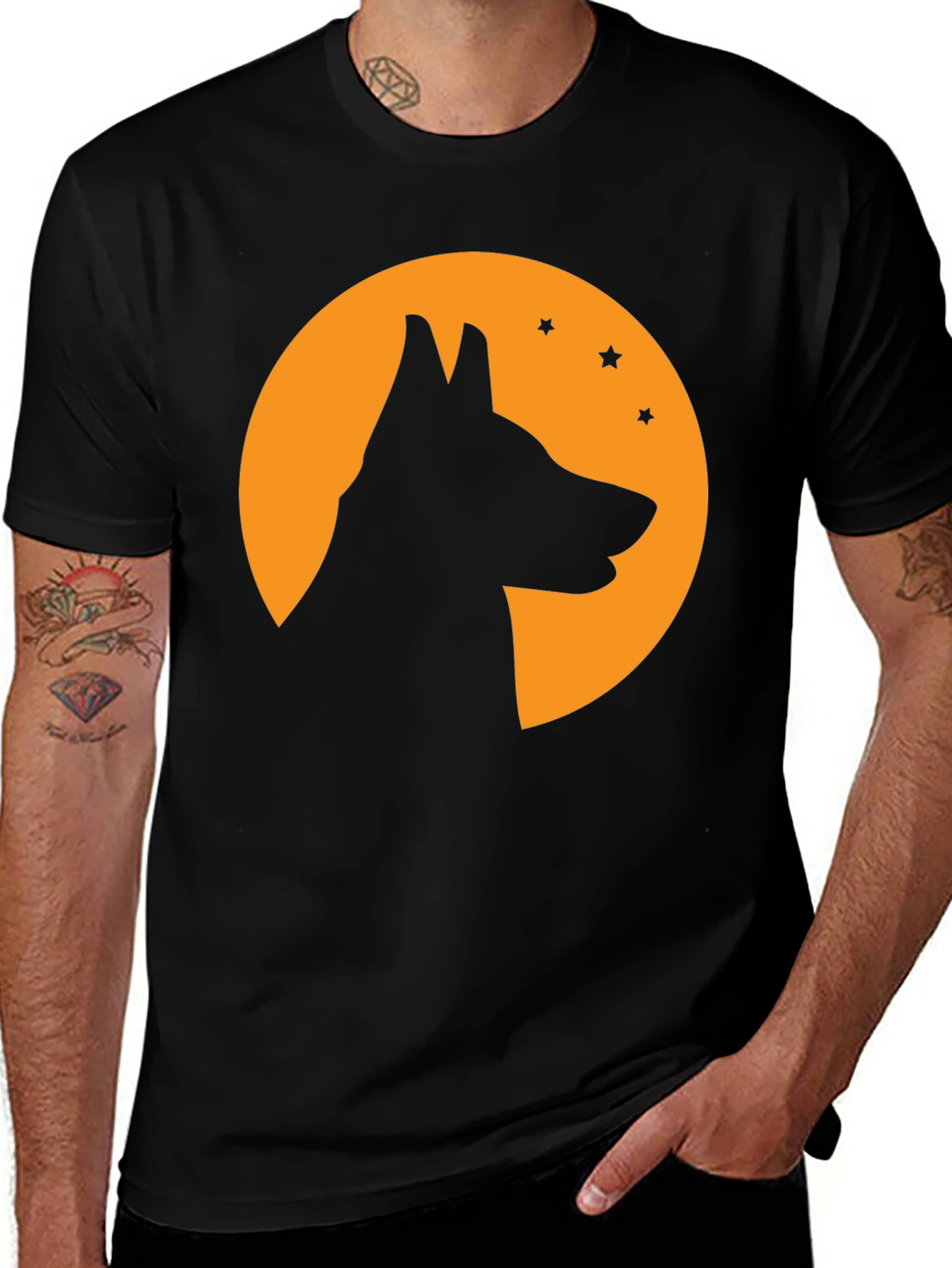 Dog Silhouette Moon T-Shirt - Halloween Tee