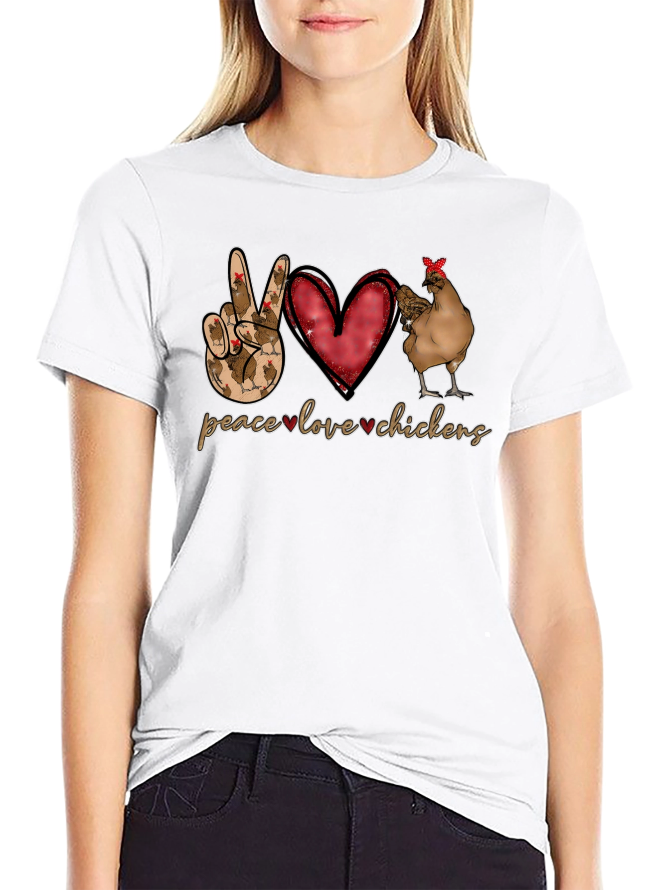 Peace Love Chickens Graphic Tee