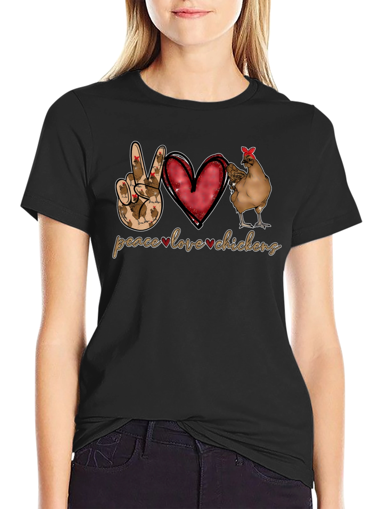 Peace Love Chickens Graphic Tee
