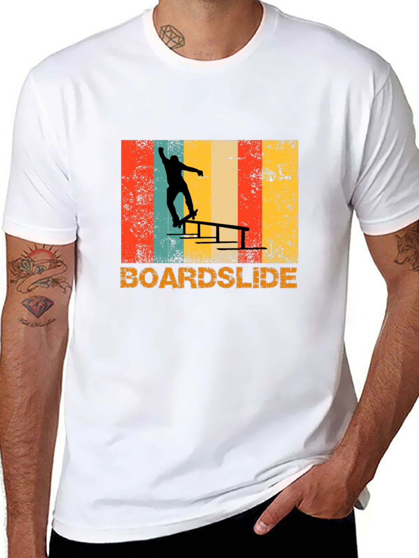 Retro Boardslide Skateboard T-Shirt - Black