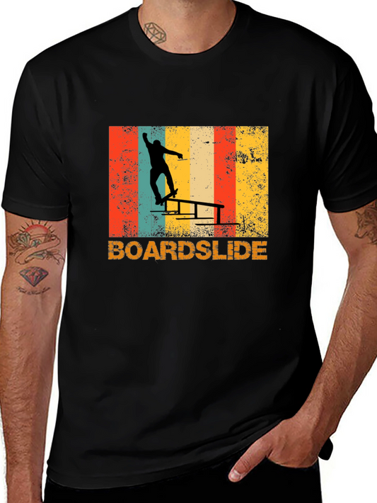 Retro Boardslide Skateboard T-Shirt - Black