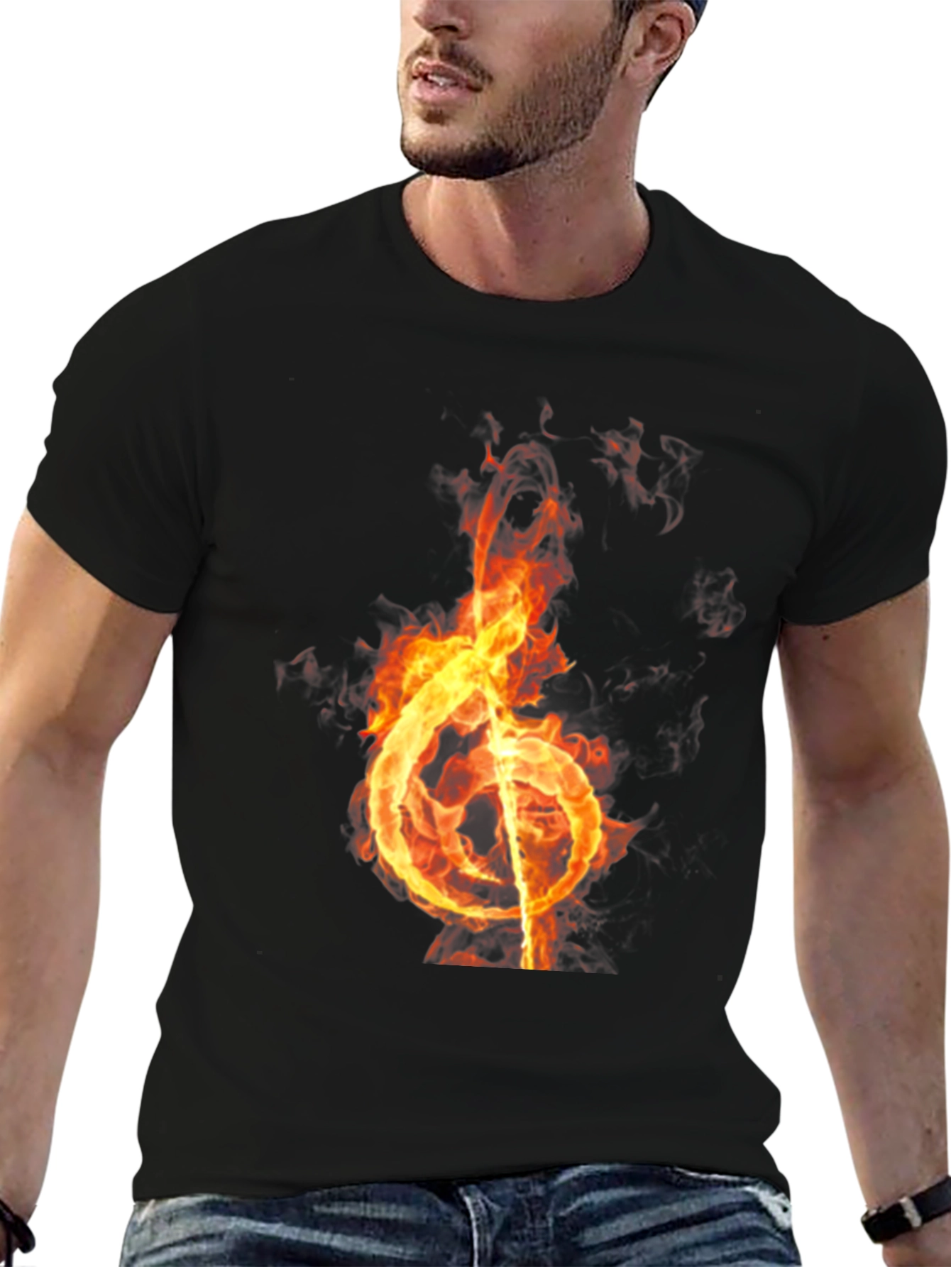 Burning Note Graphic Tee - Black T-Shirt