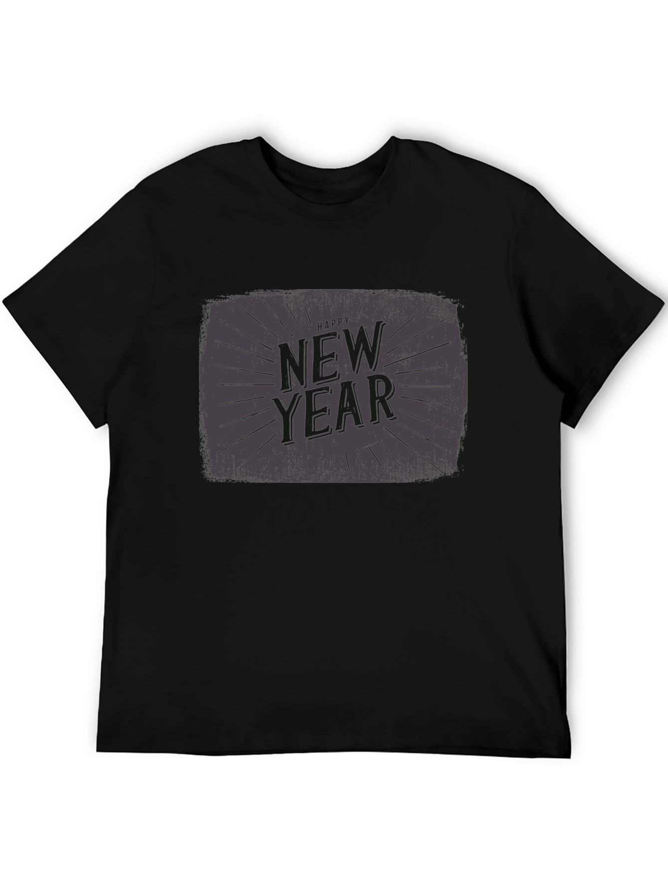 Happy New Year Graphic Black T-Shirt