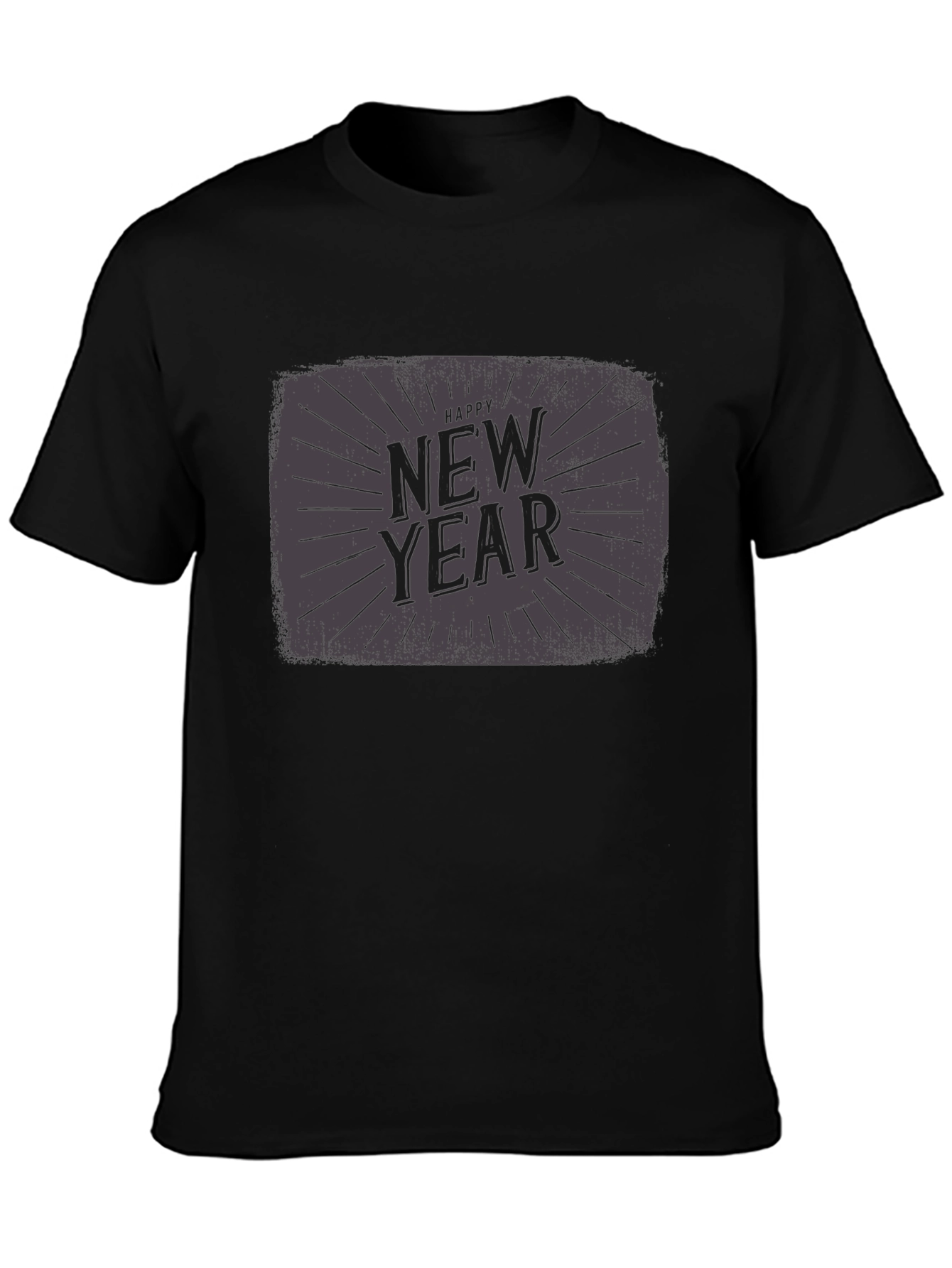 Happy New Year Graphic Black T-Shirt