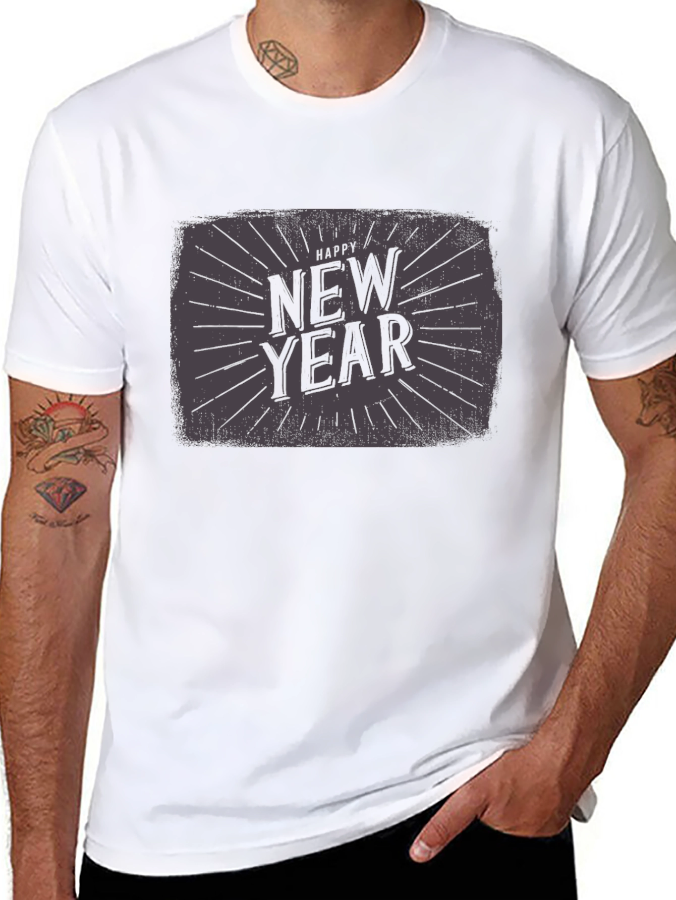 Happy New Year Graphic Black T-Shirt